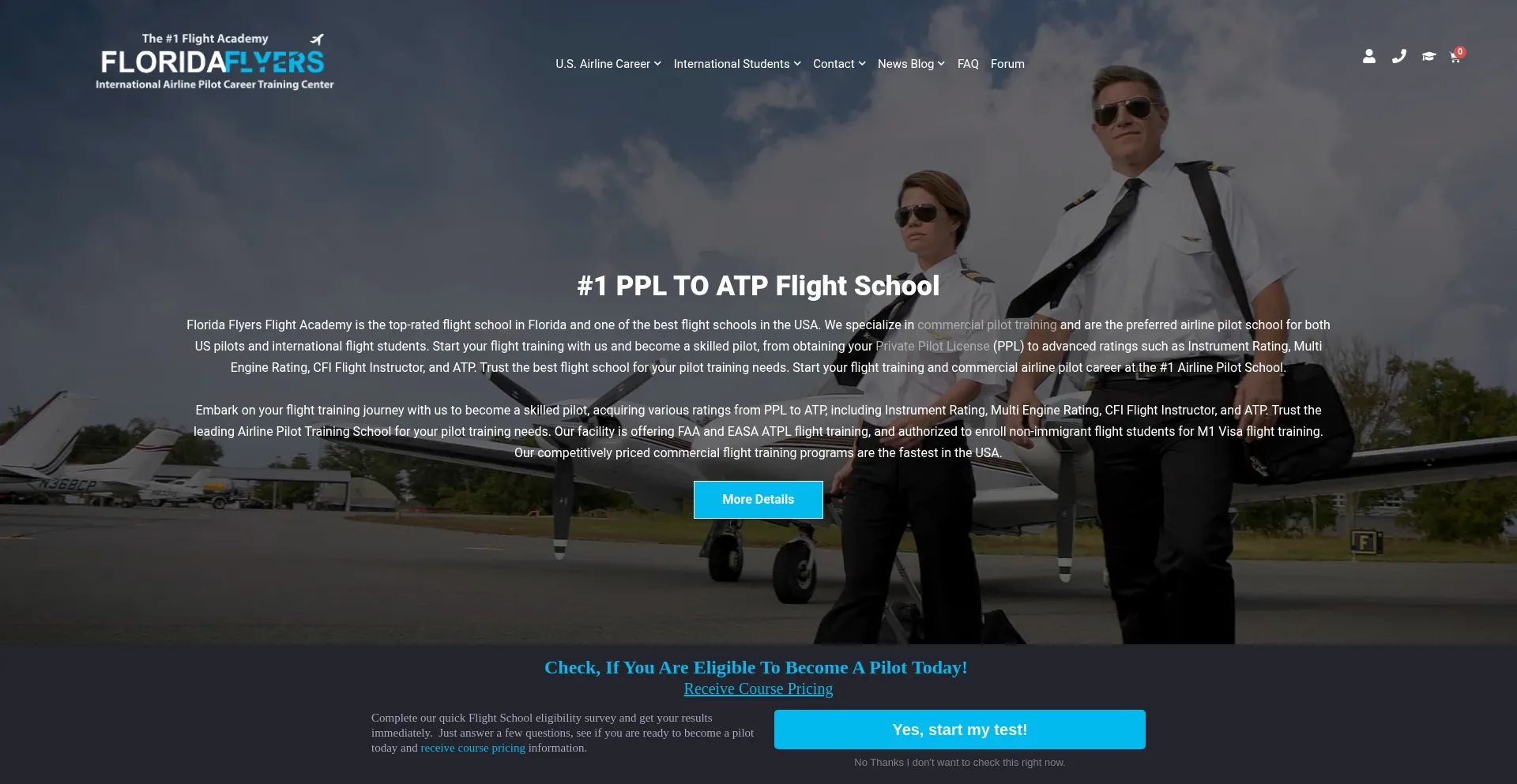 Website screenshot of Flightschoolusa.com
