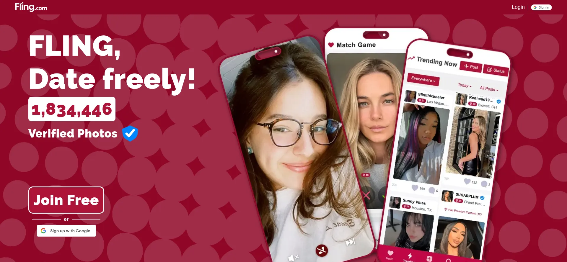 Website screenshot of Fling.com