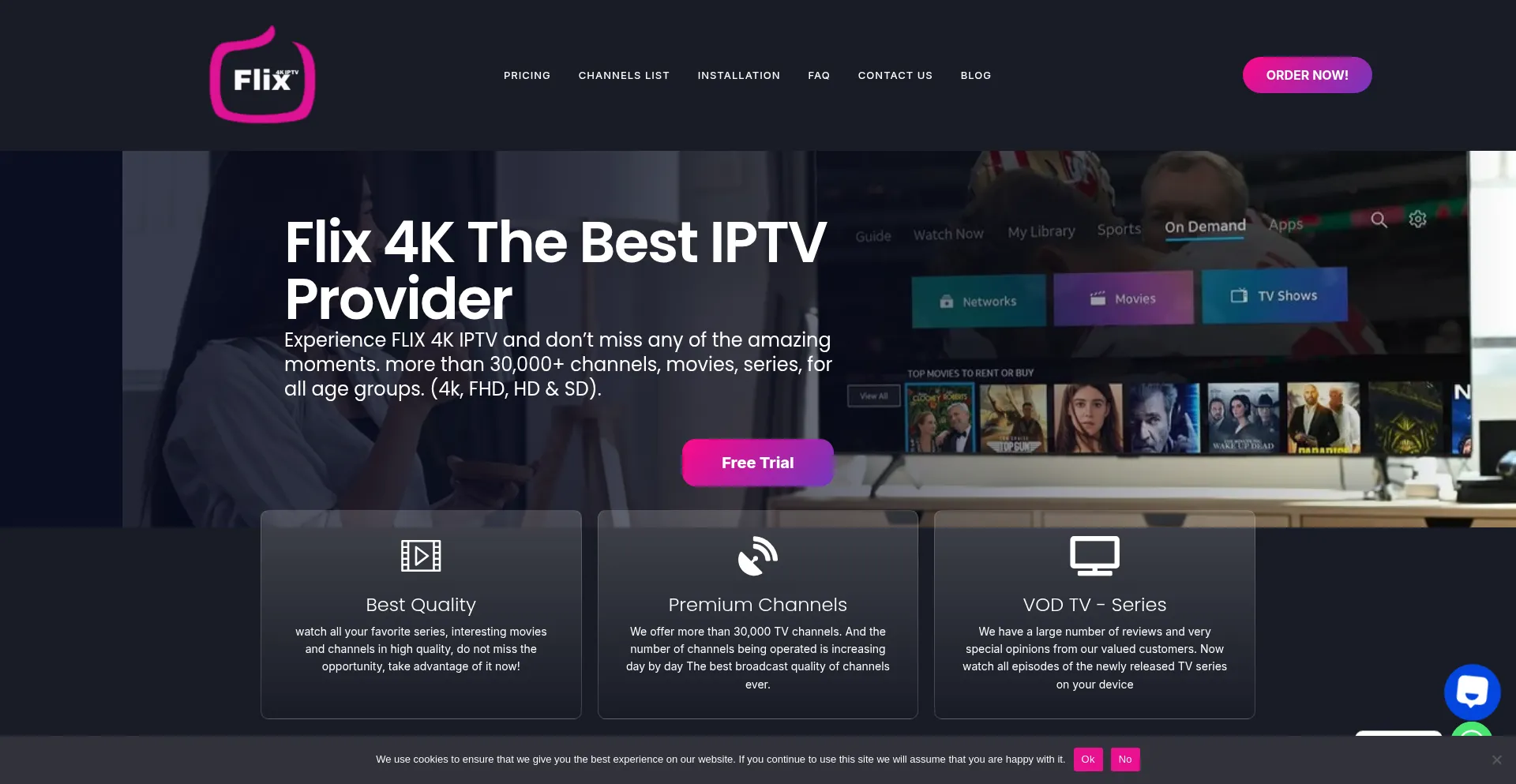 Website screenshot of Flix4ktv.com