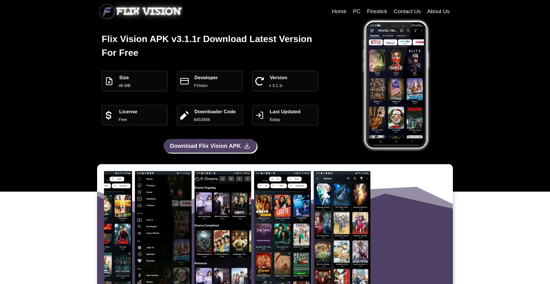 Website screenshot of Flixvision.net