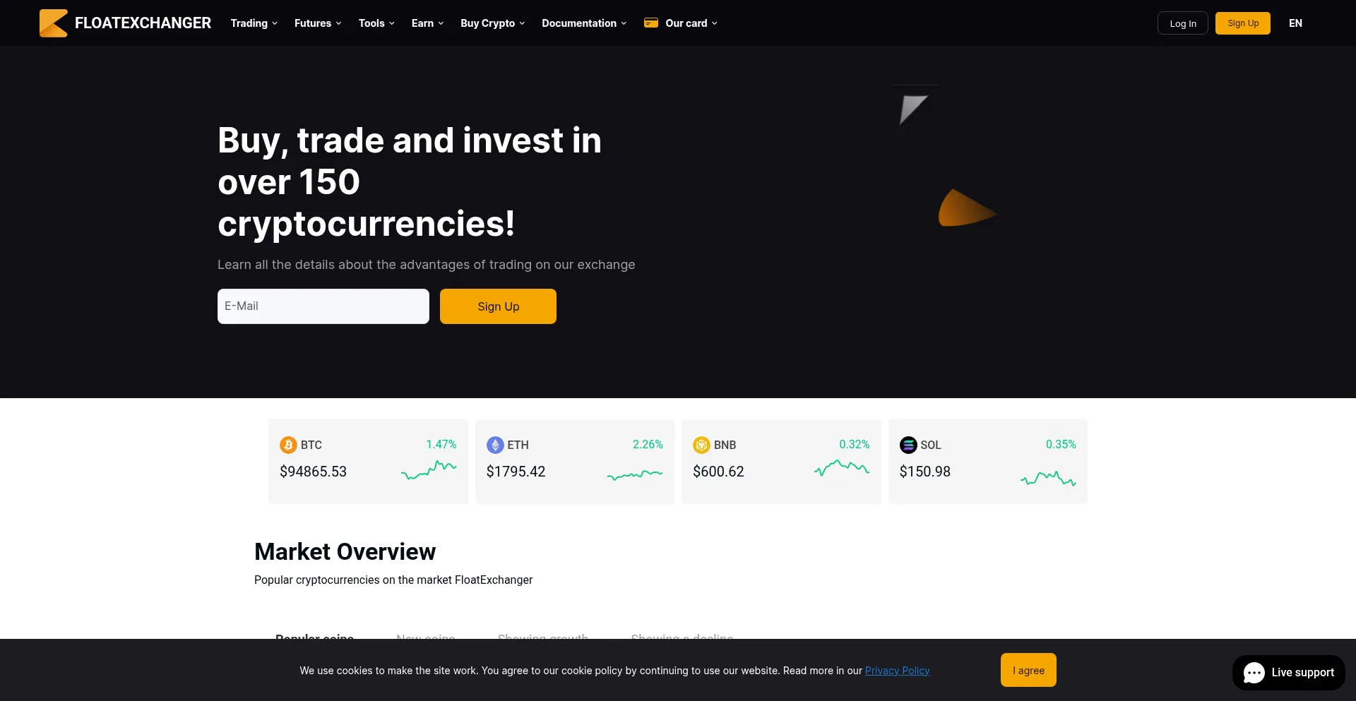 Website screenshot of Floatexchanger.com