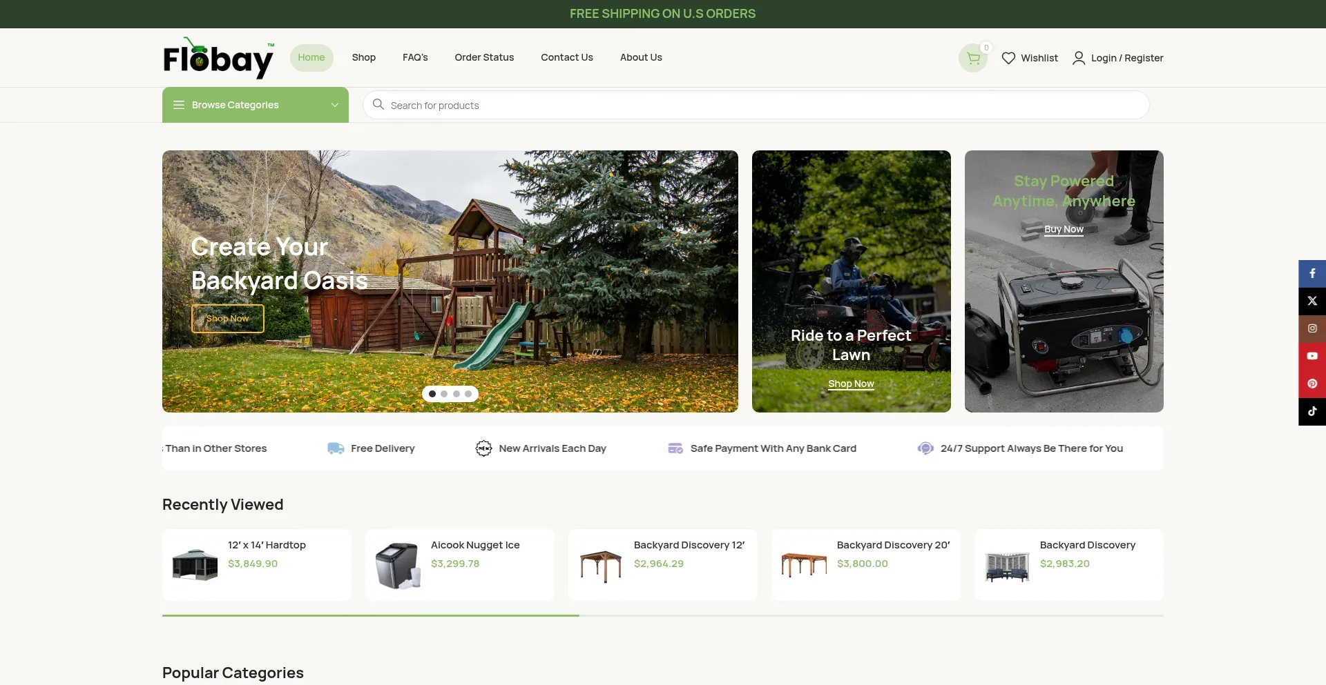 Website screenshot of Flobay.com