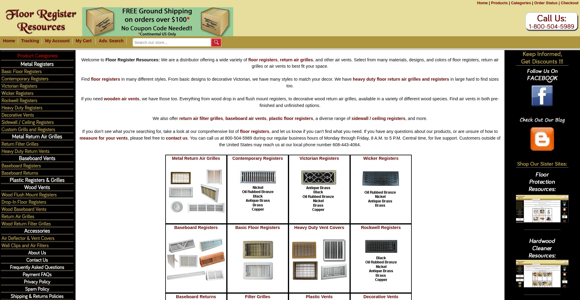 Website screenshot of Floorregisterresources.com