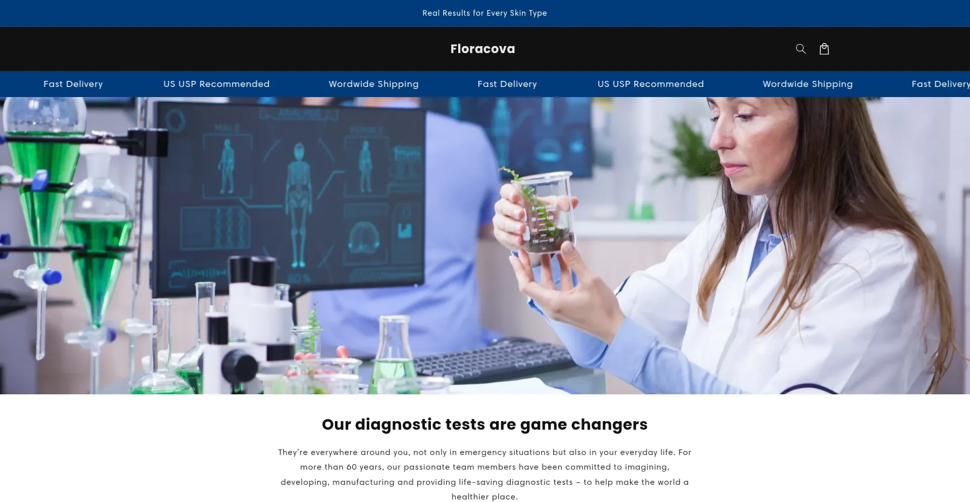 Website screenshot of Floracova.store