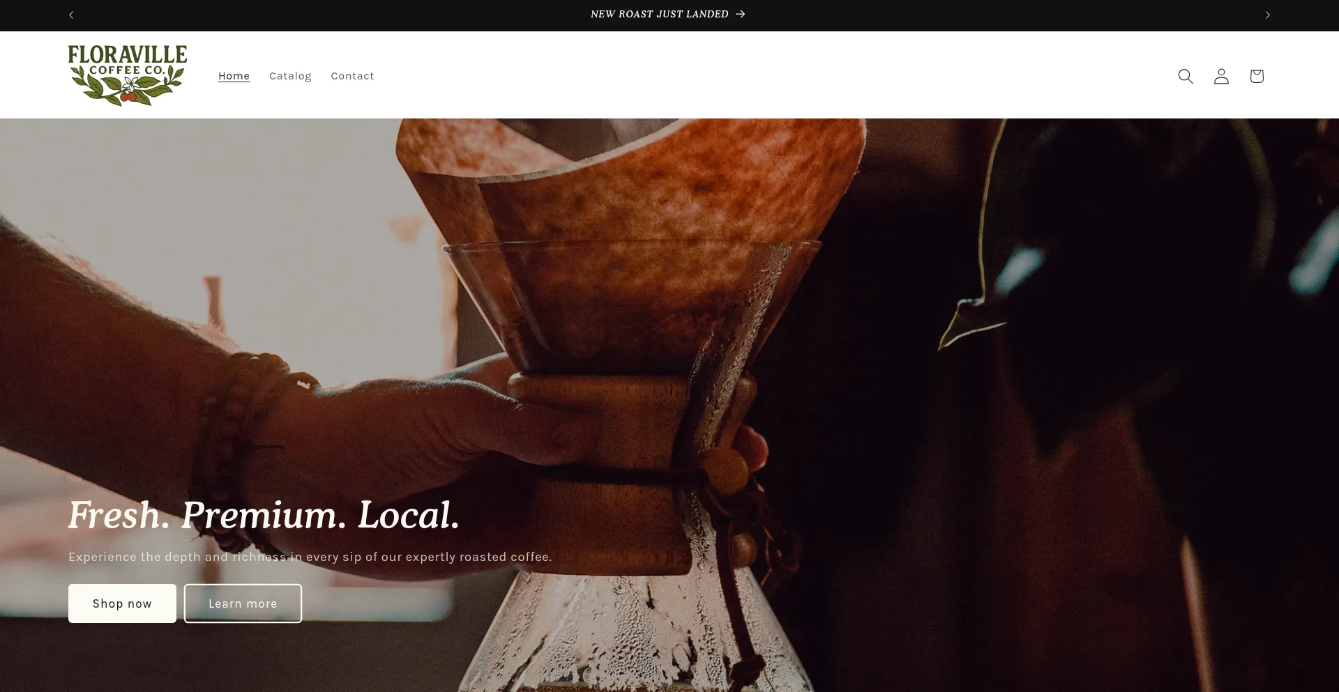 Website screenshot of Floravillecoffeeco.com
