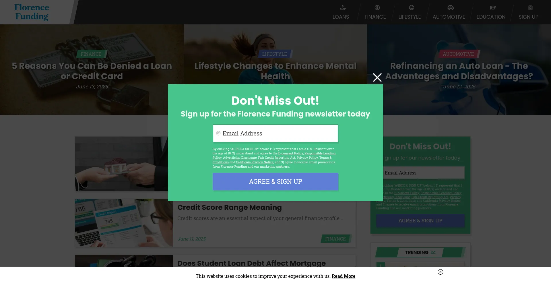 Website screenshot of Florencefunding.com