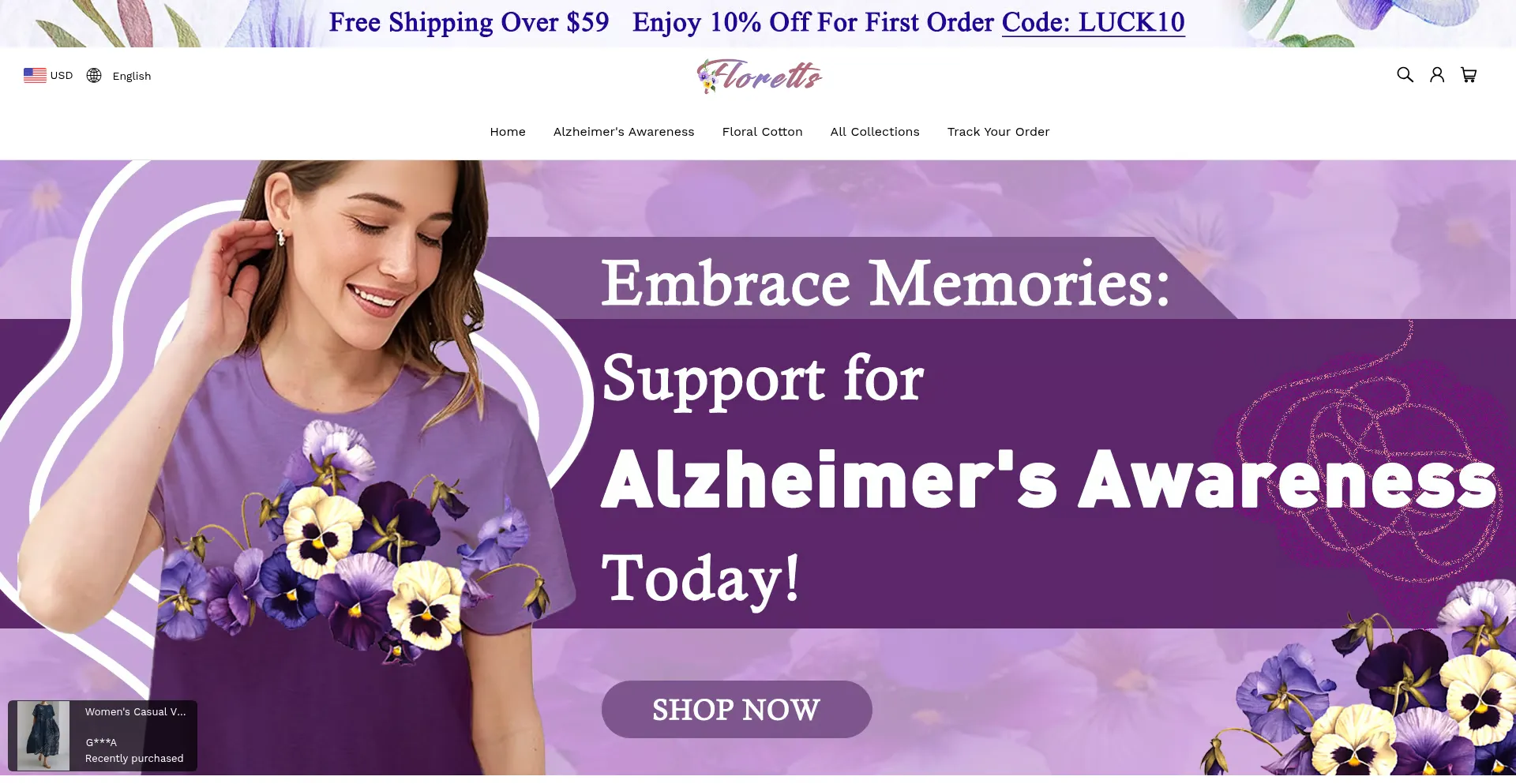 Website screenshot of Floretts.com