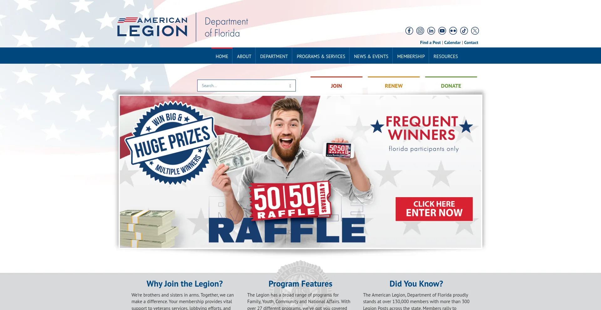 Website screenshot of Floridalegion.org