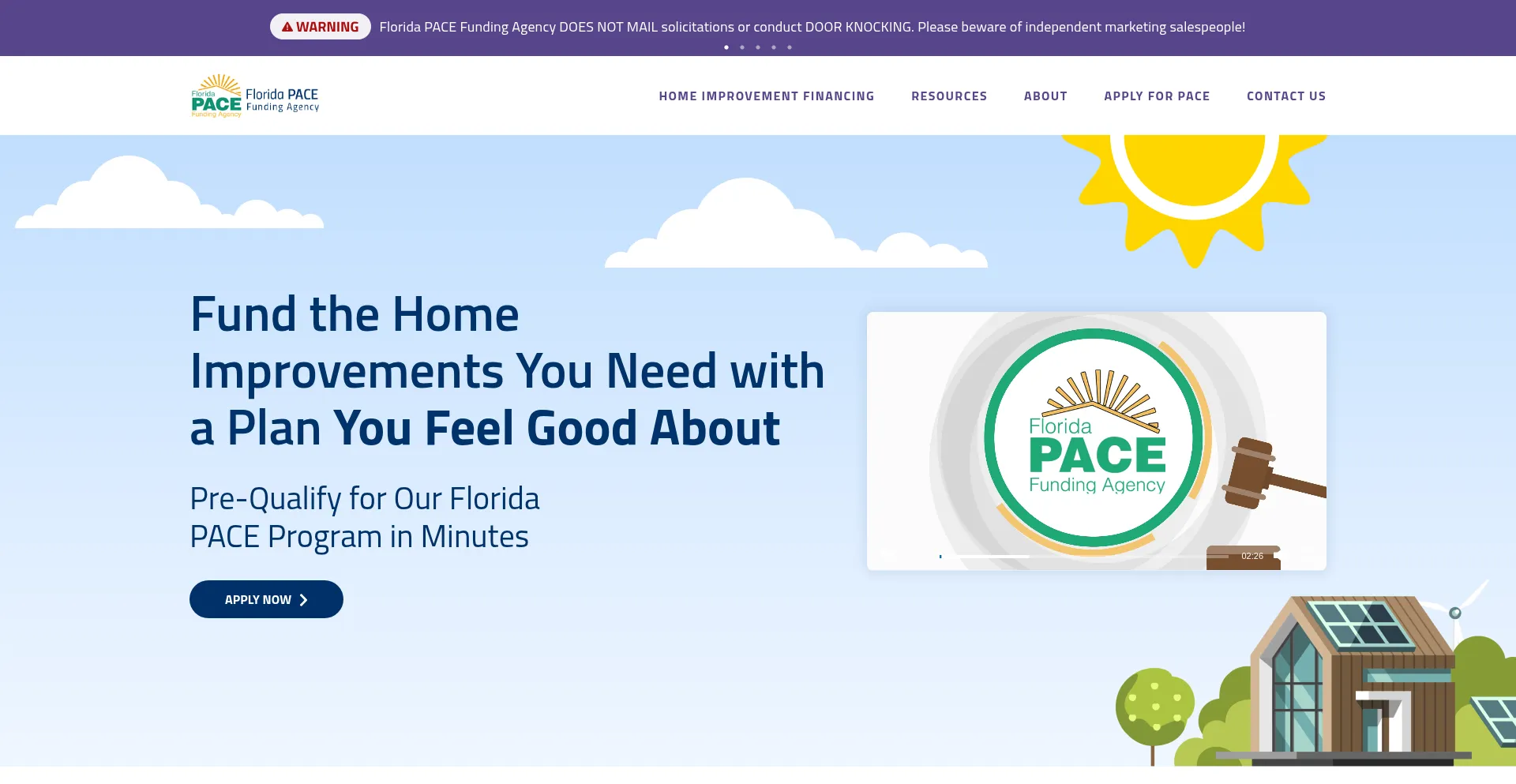 Website screenshot of Floridapace.gov
