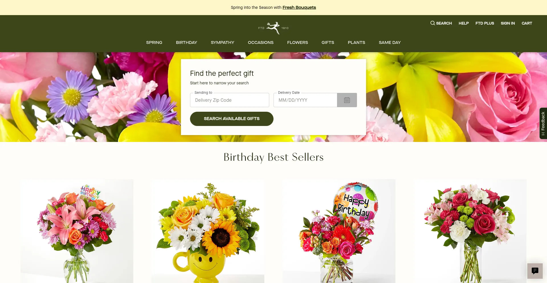 Website screenshot of Florist.com