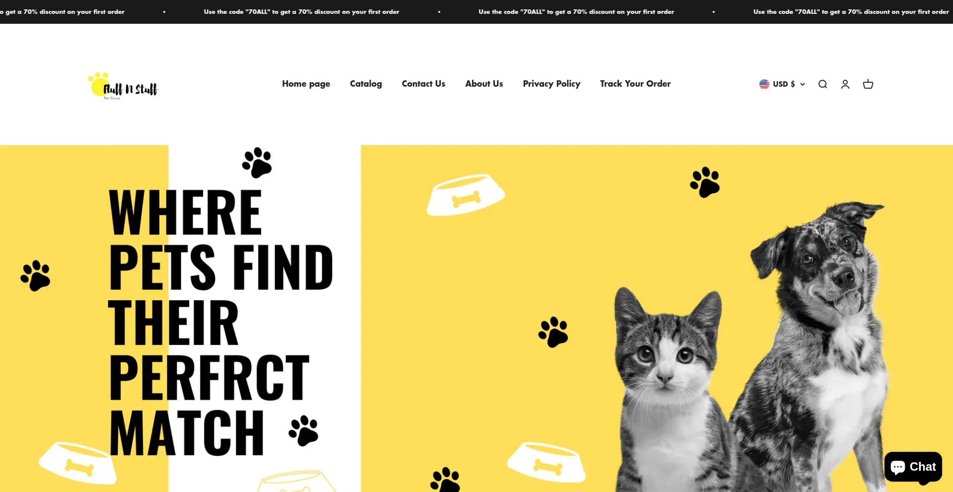 Website screenshot of Fluffnstuf.com