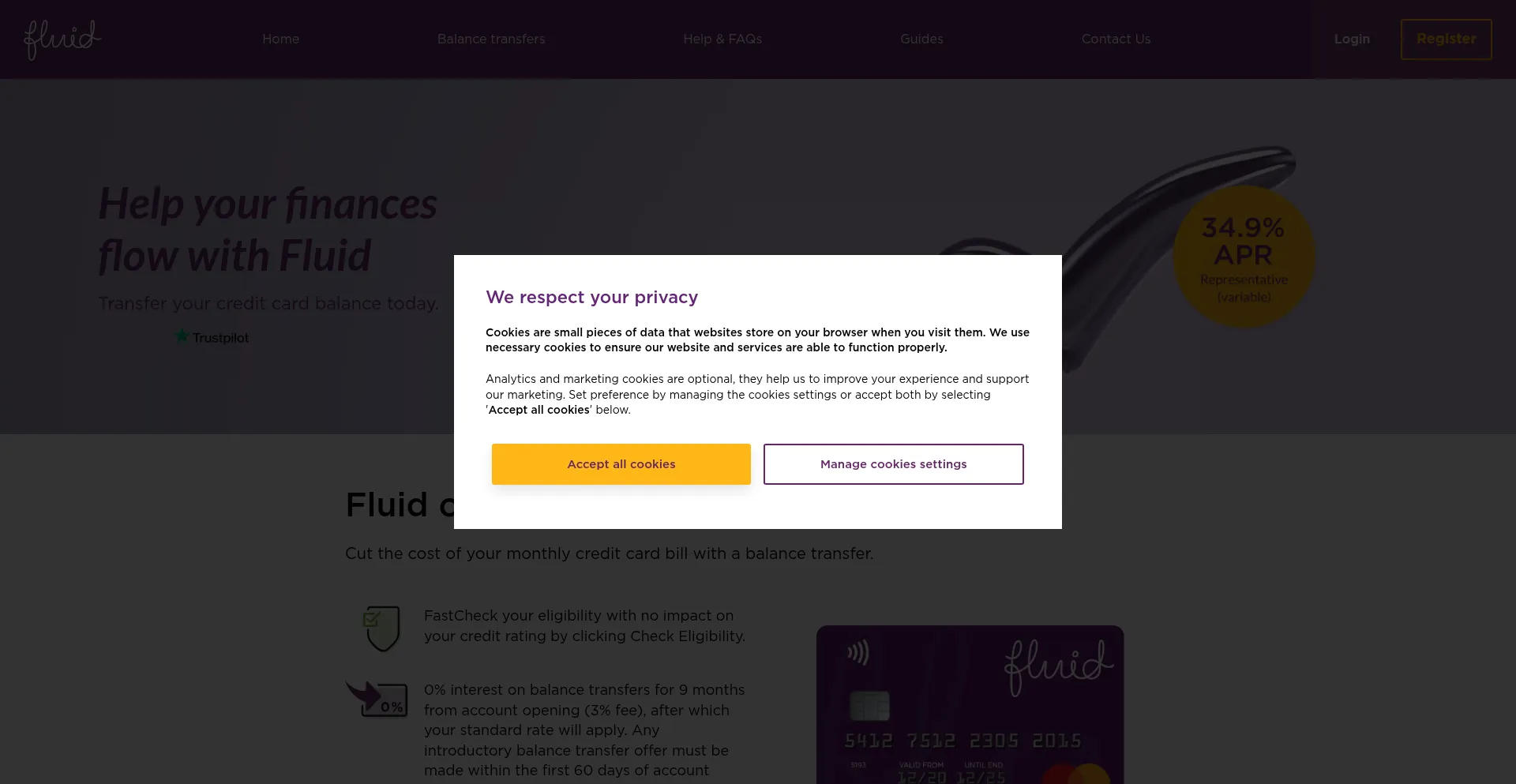 Website screenshot of Fluid.co.uk