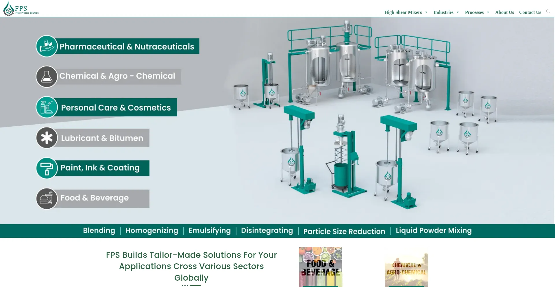 Website screenshot of Fluidprocesssolutions.com
