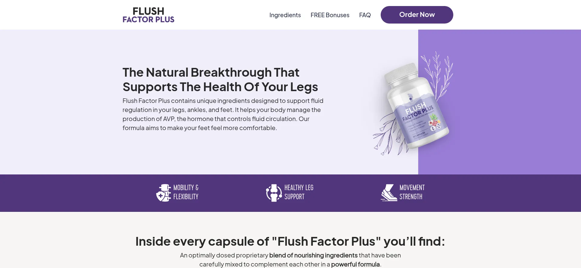 Website screenshot of Flushfactorplus.com