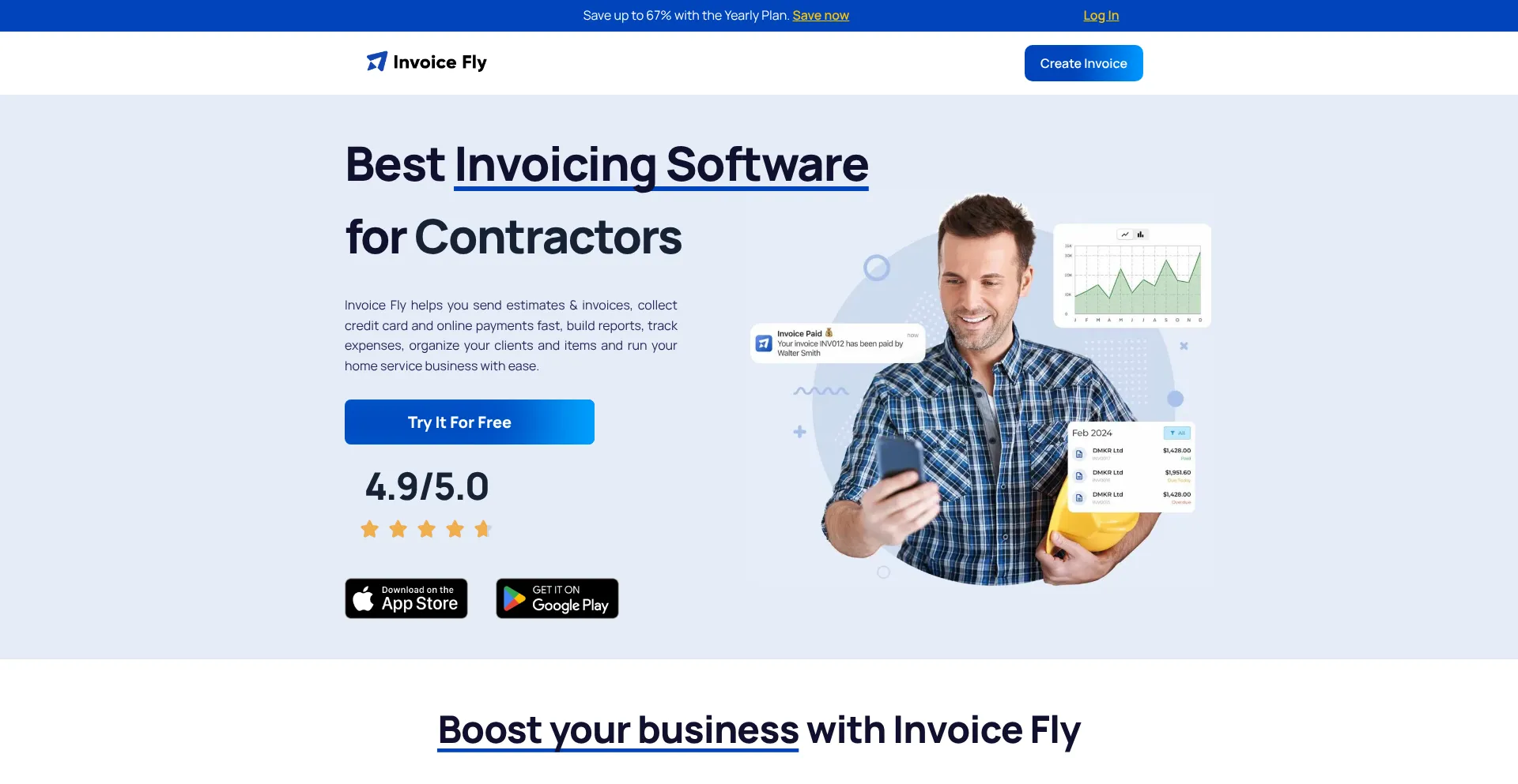 Website screenshot of Fly-invoice.com