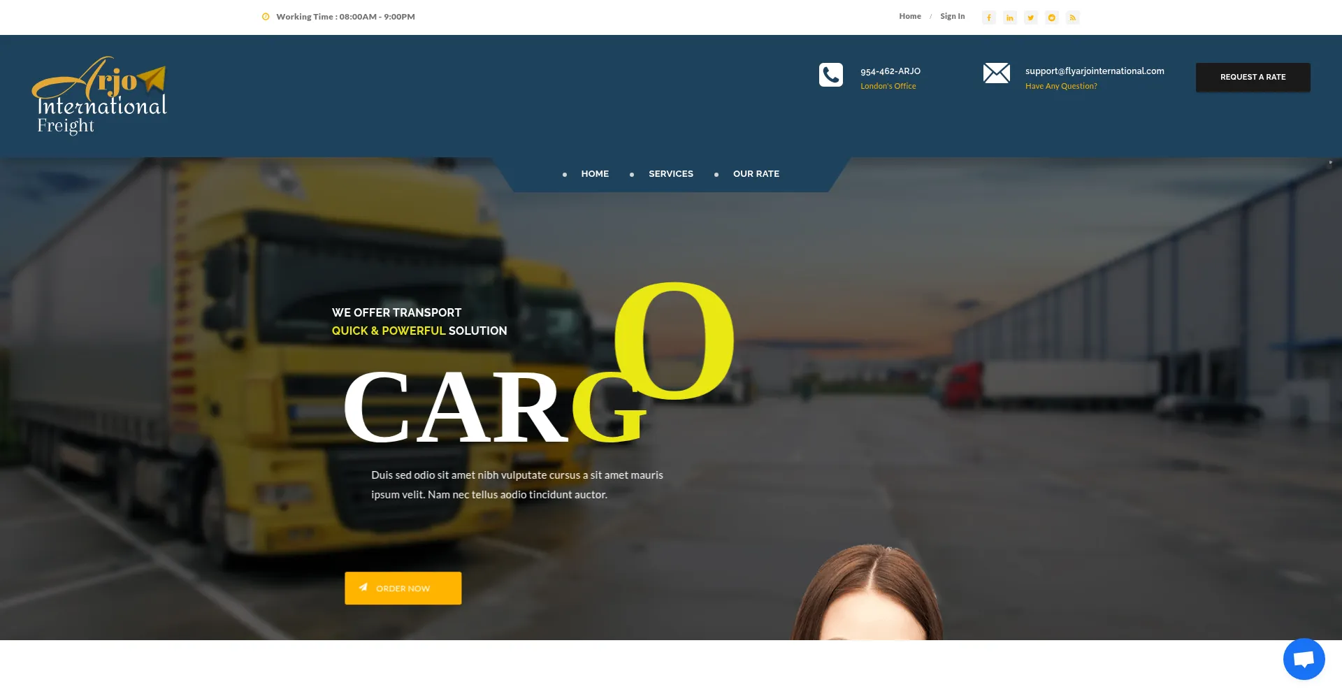 Website screenshot of Flyarjointernational.com