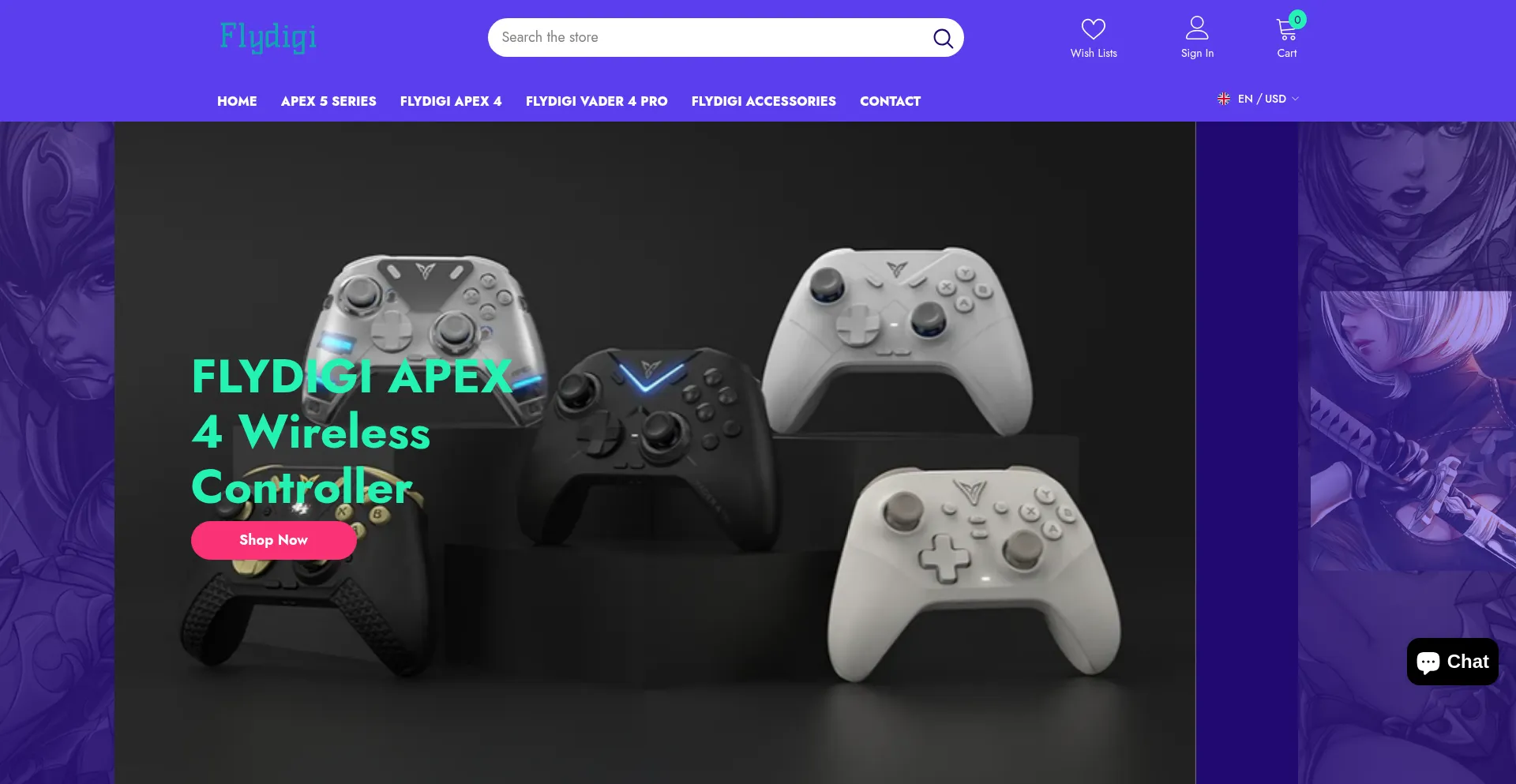Website screenshot of Flydigi.net