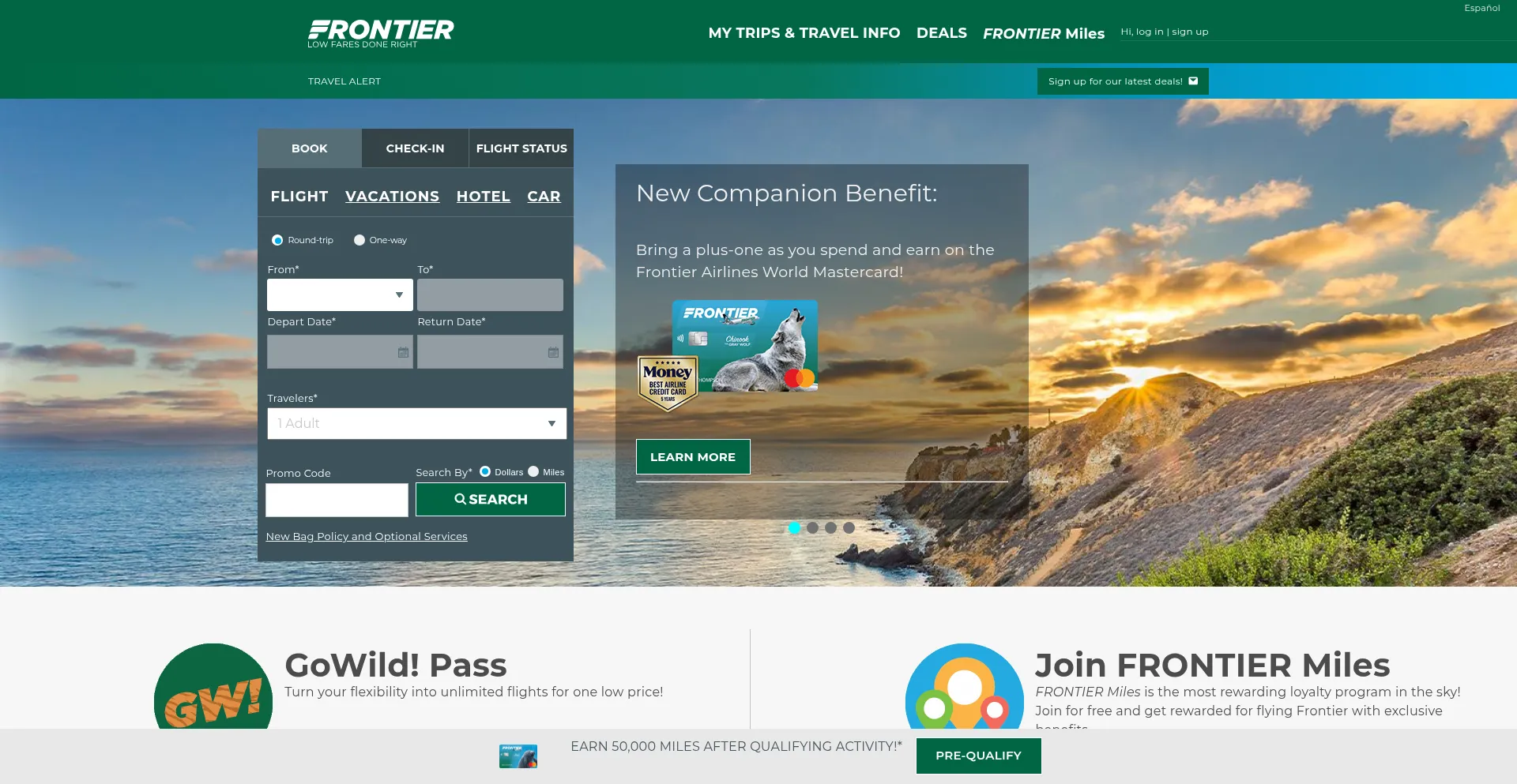 Flyfrontier.com Screenshot