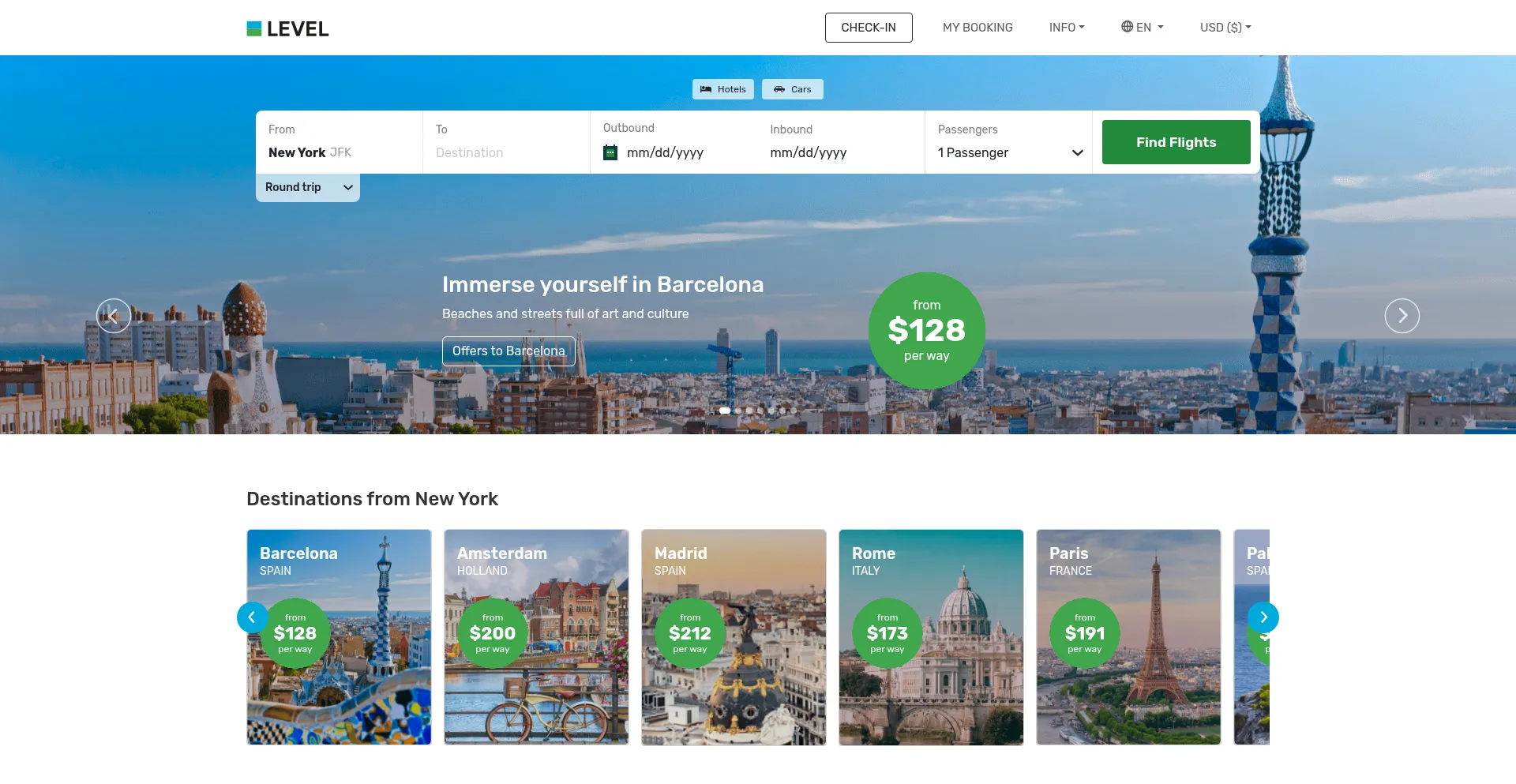 Website screenshot of Flylevel.com