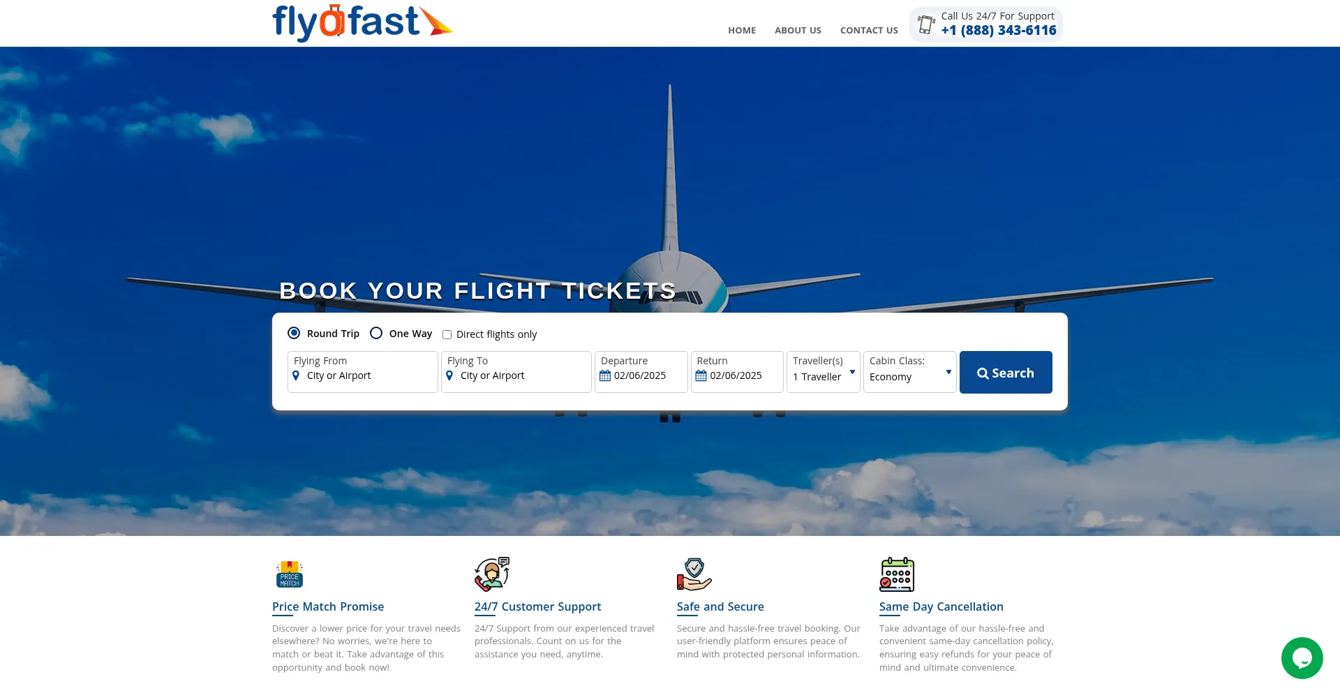 Website screenshot of Flyofast.com