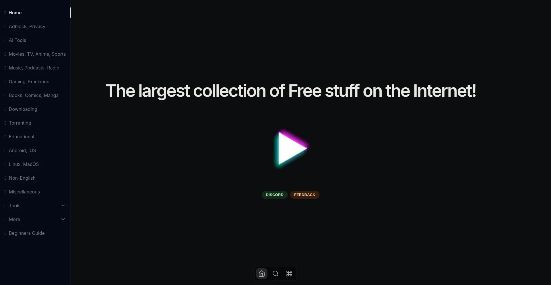 Website screenshot of Fmhy.vercel.app