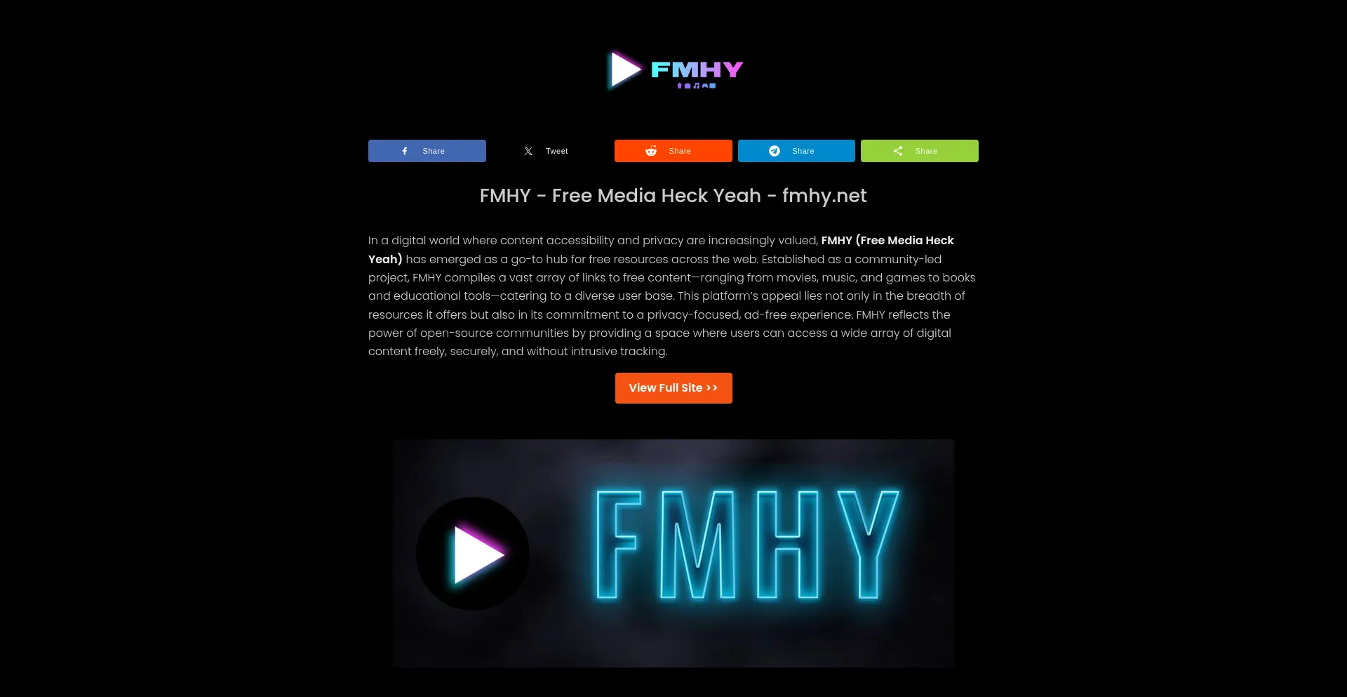 Website screenshot of Fmhy-net.pages.dev