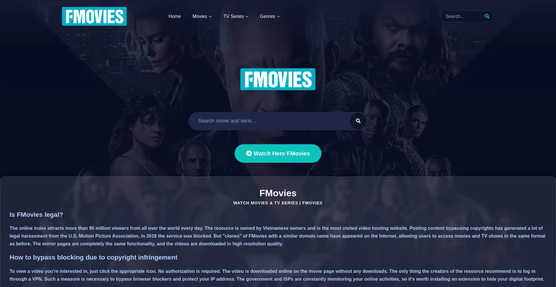 Website screenshot of Fmoviex.me