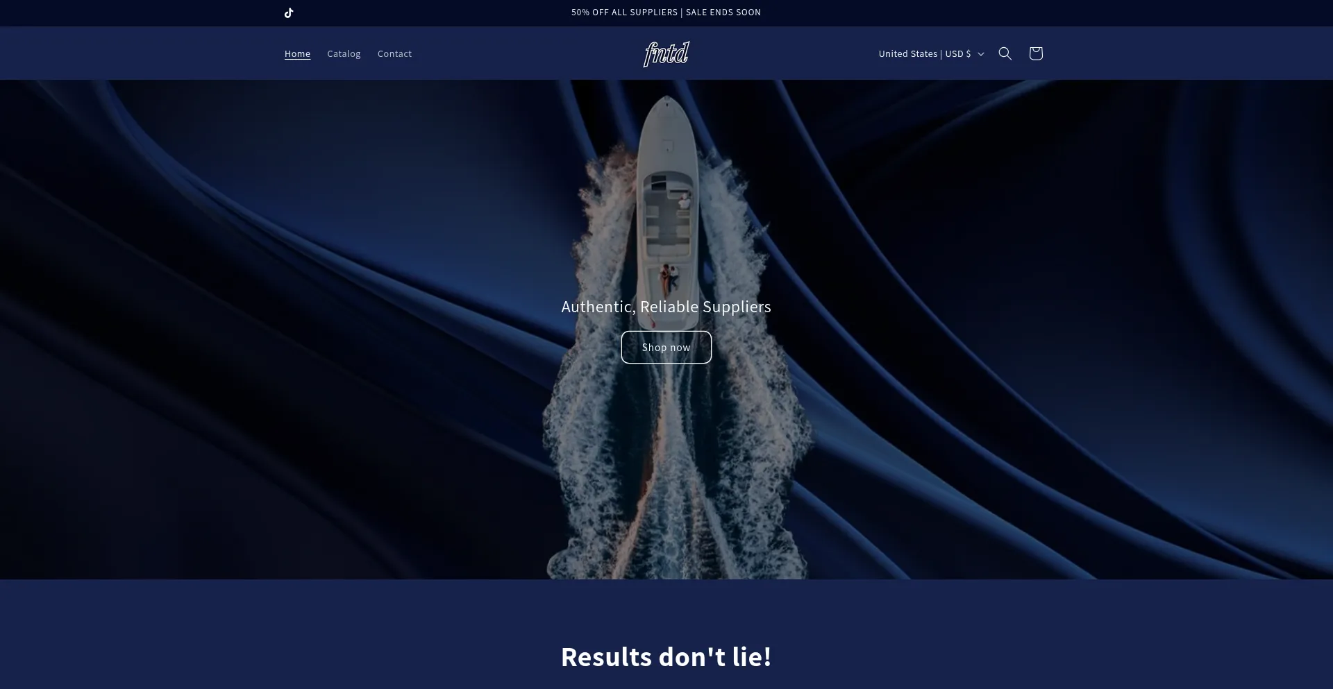 Website screenshot of Fntdresells.shop