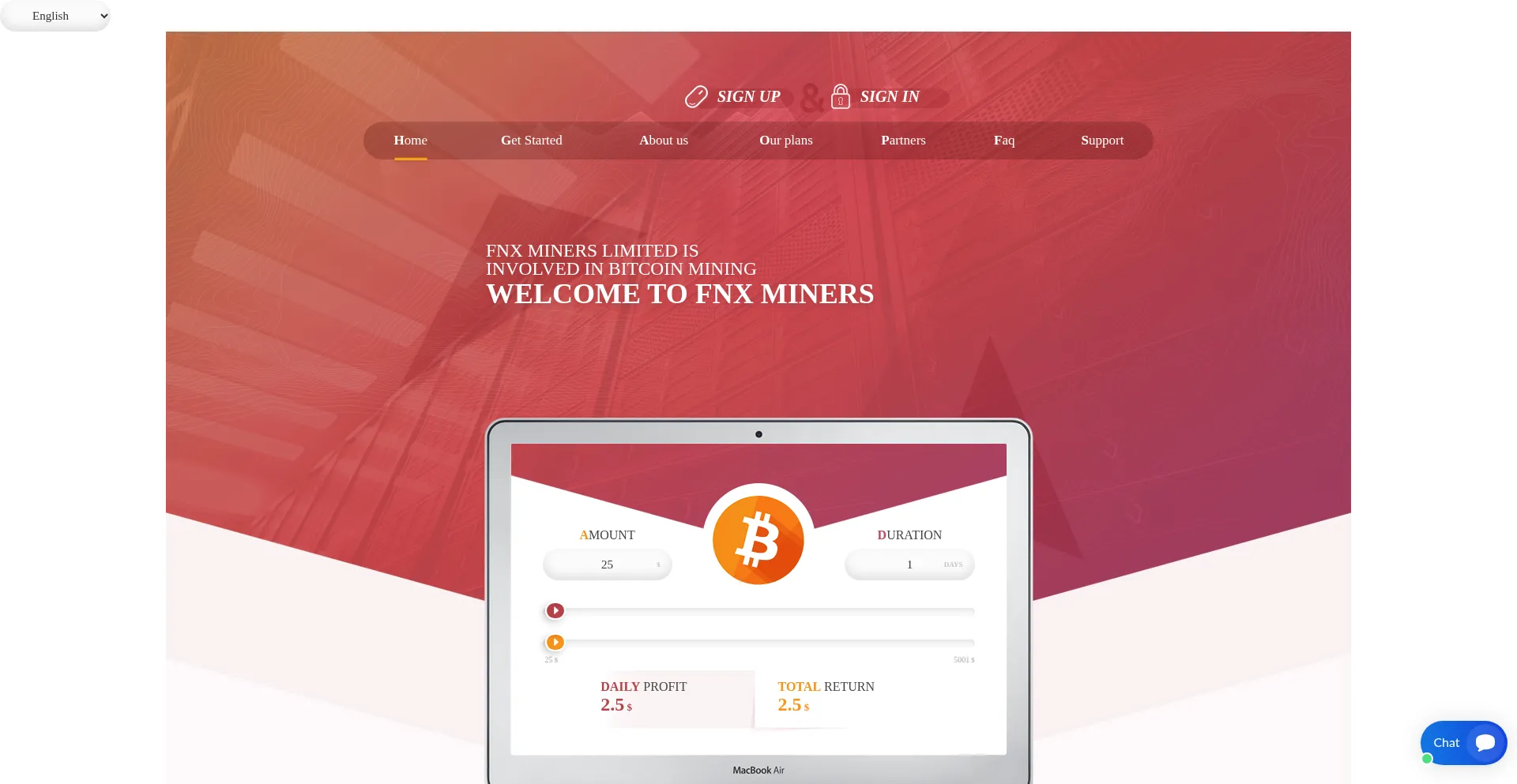 Website screenshot of Fnx-miners.online