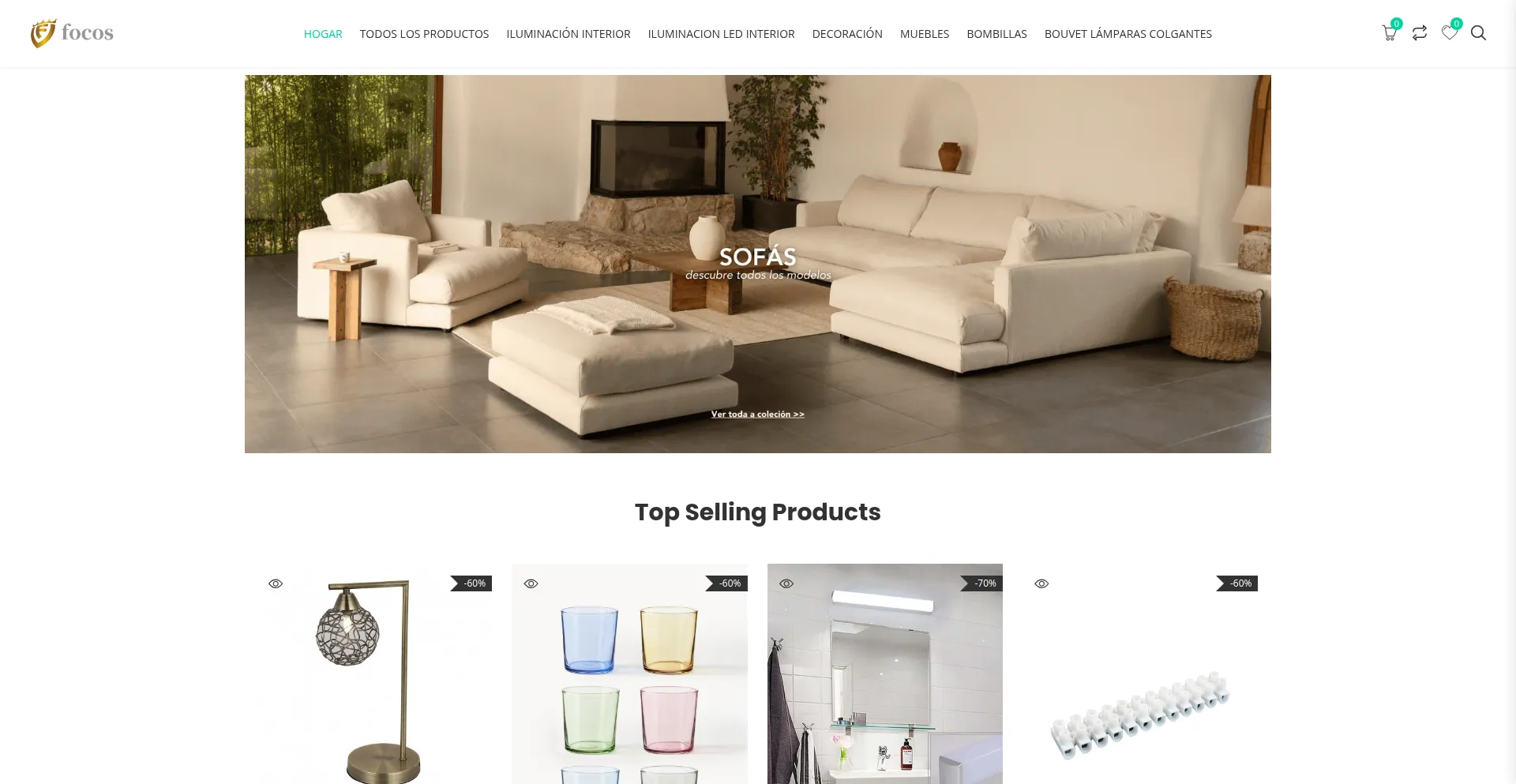 Website screenshot of Focos-regletas.com