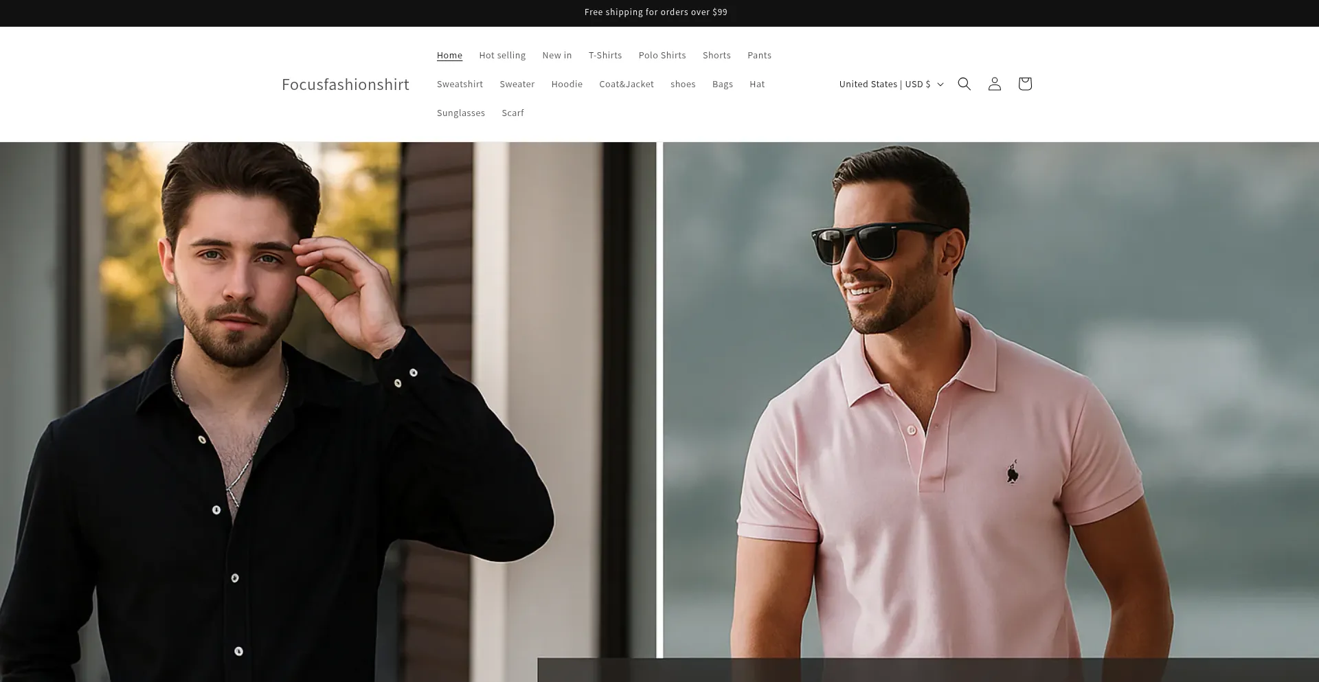 Website screenshot of Focusfashionshirt.com
