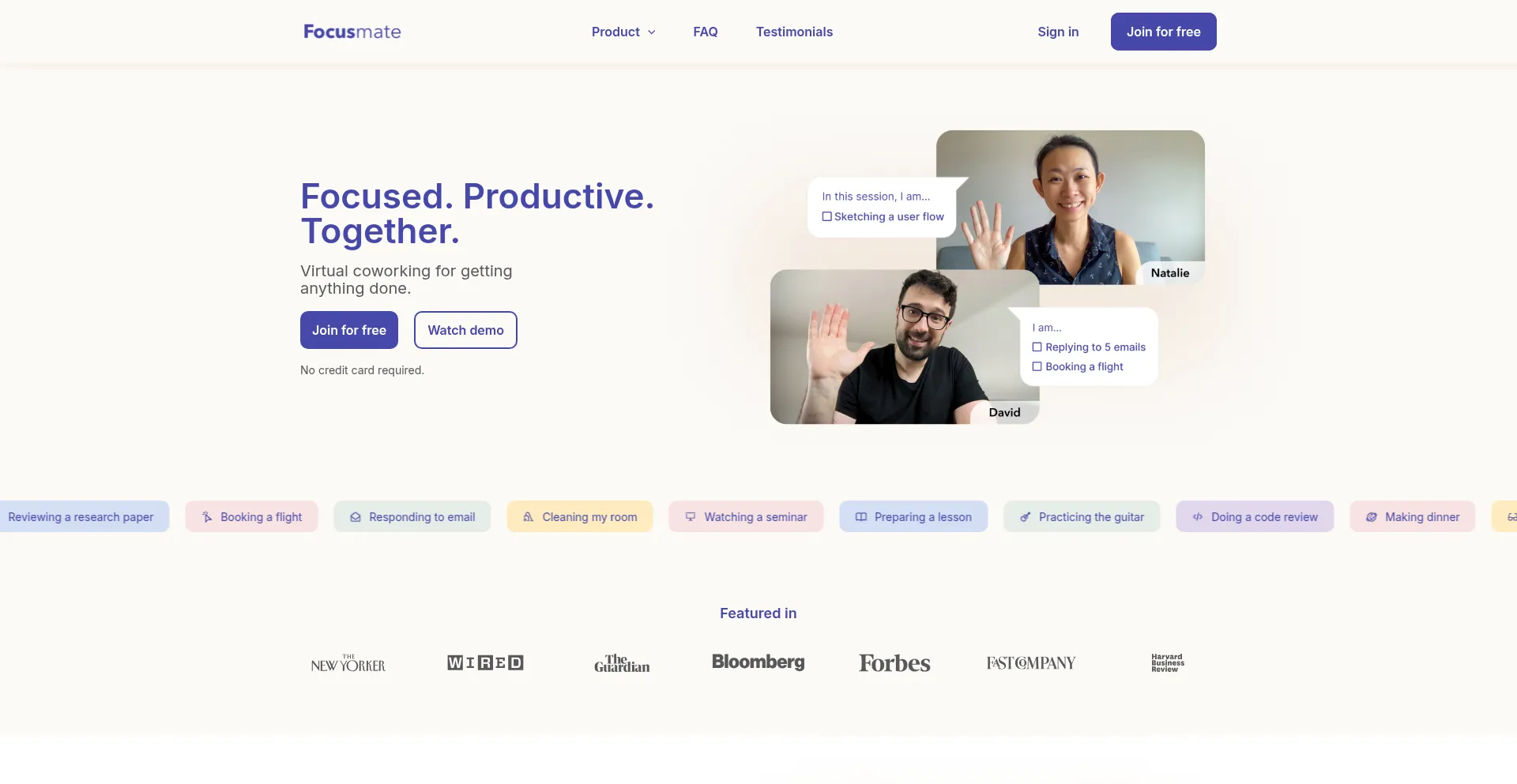 Focusmate.com Screenshot