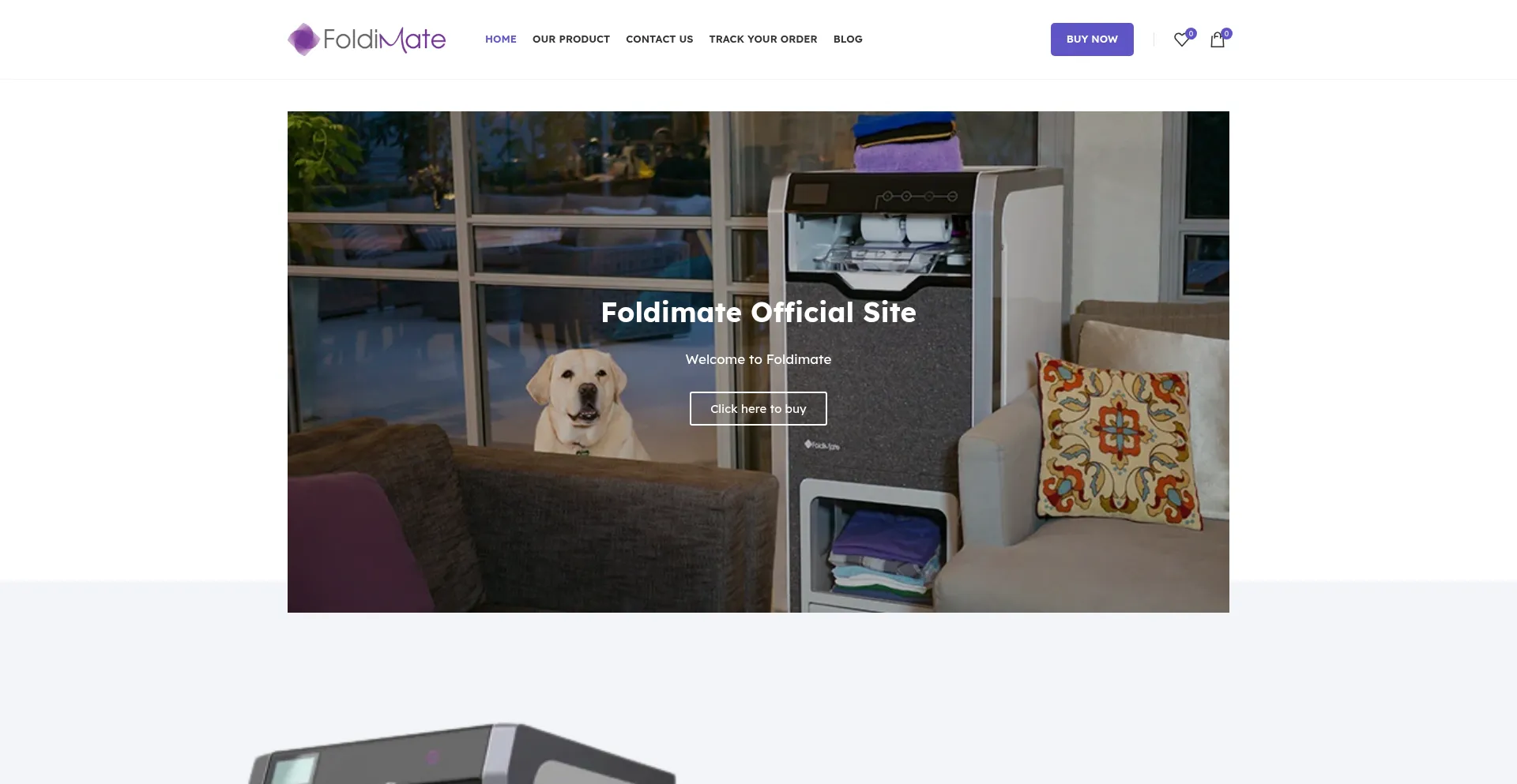 Website screenshot of Foldimateofficial.com