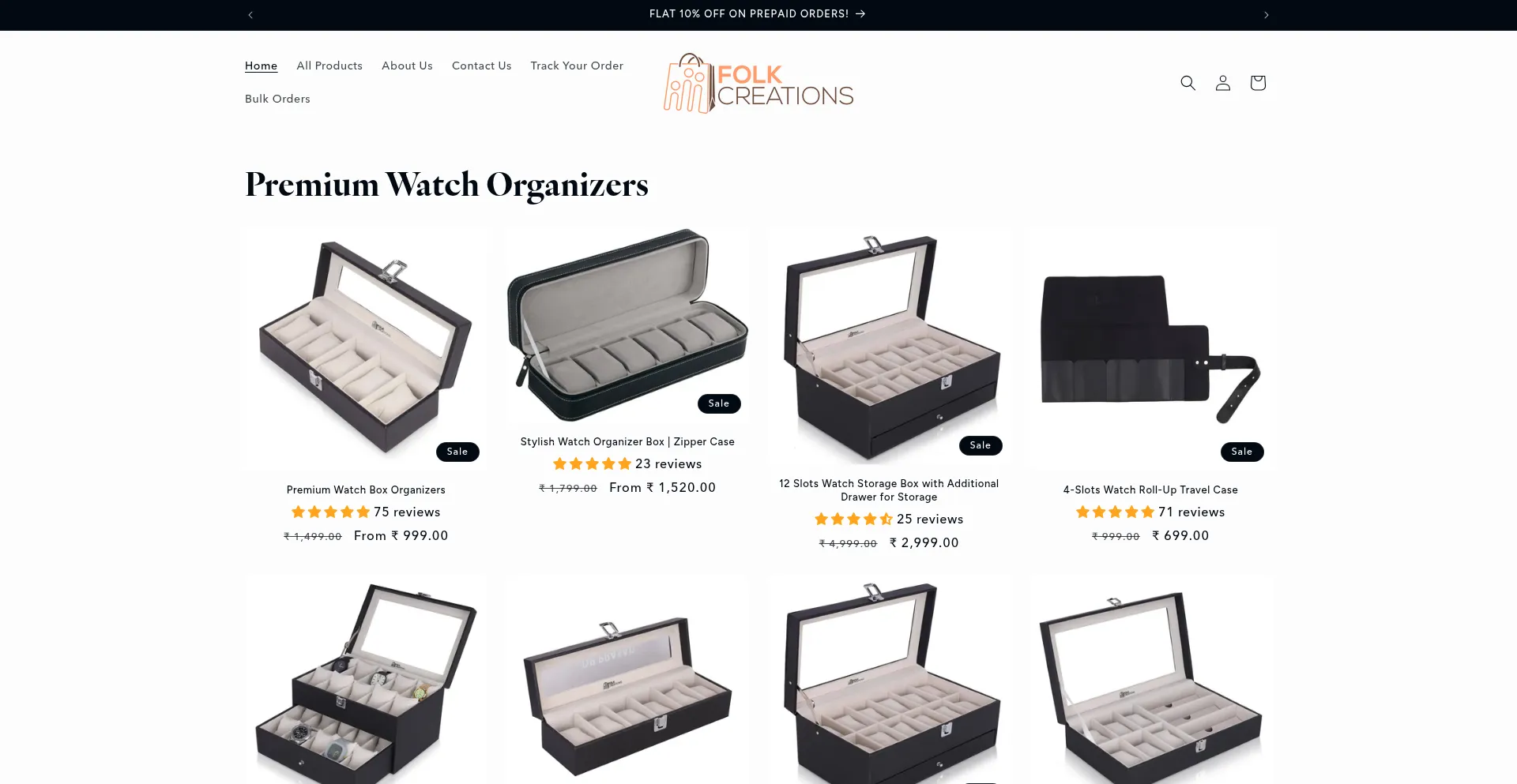 Website screenshot of Folkcreations.in