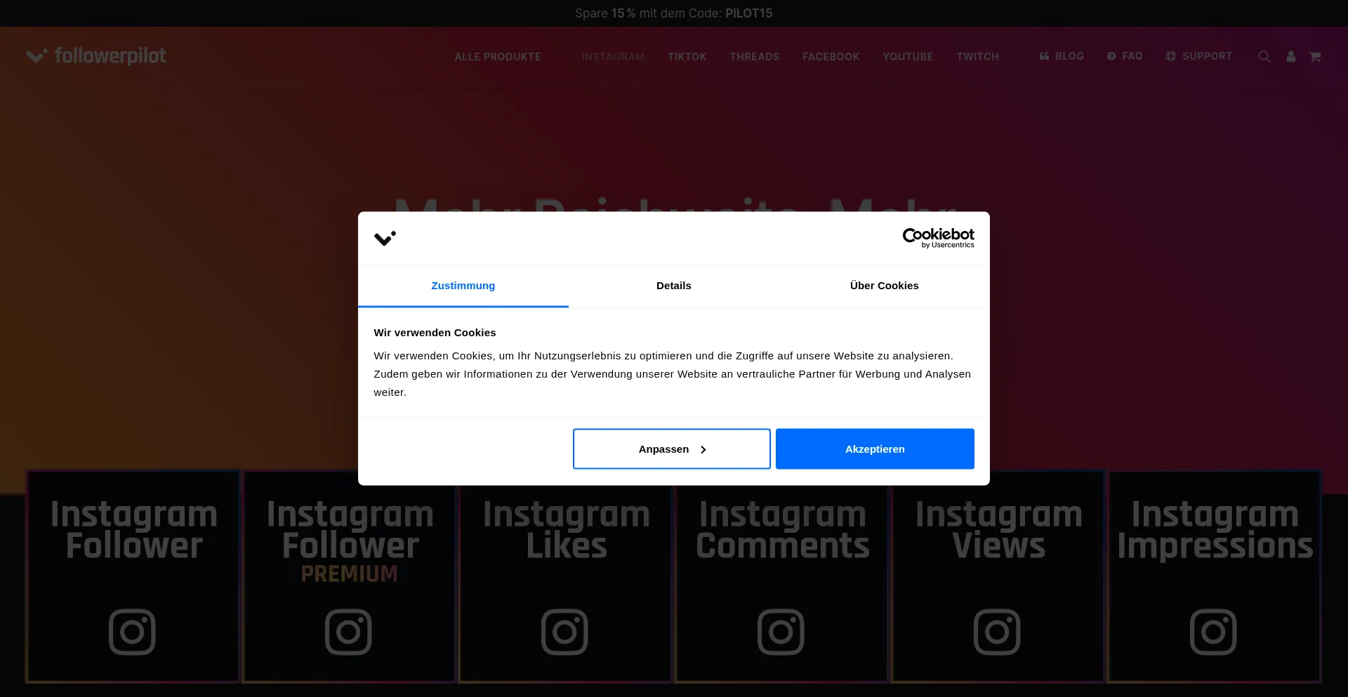 Website screenshot of Followerpilot.de