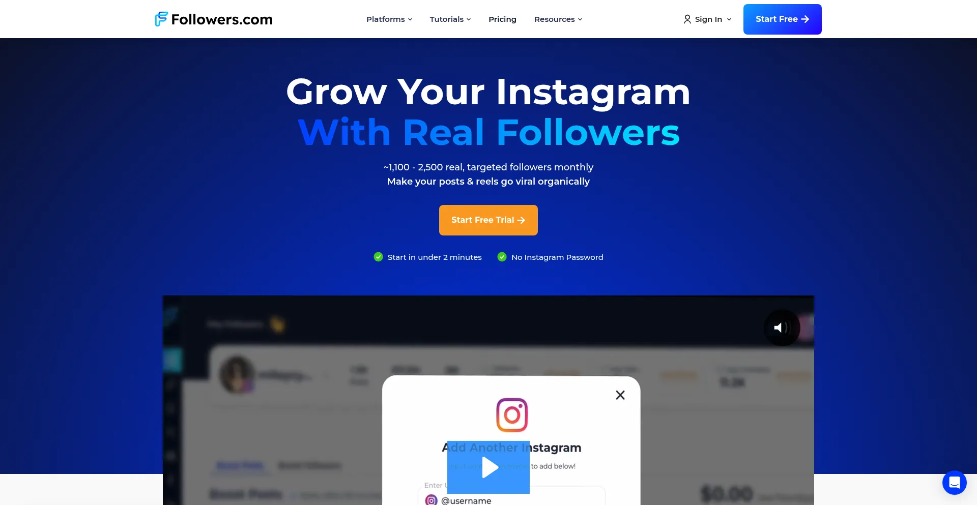 Website screenshot of Followers.com