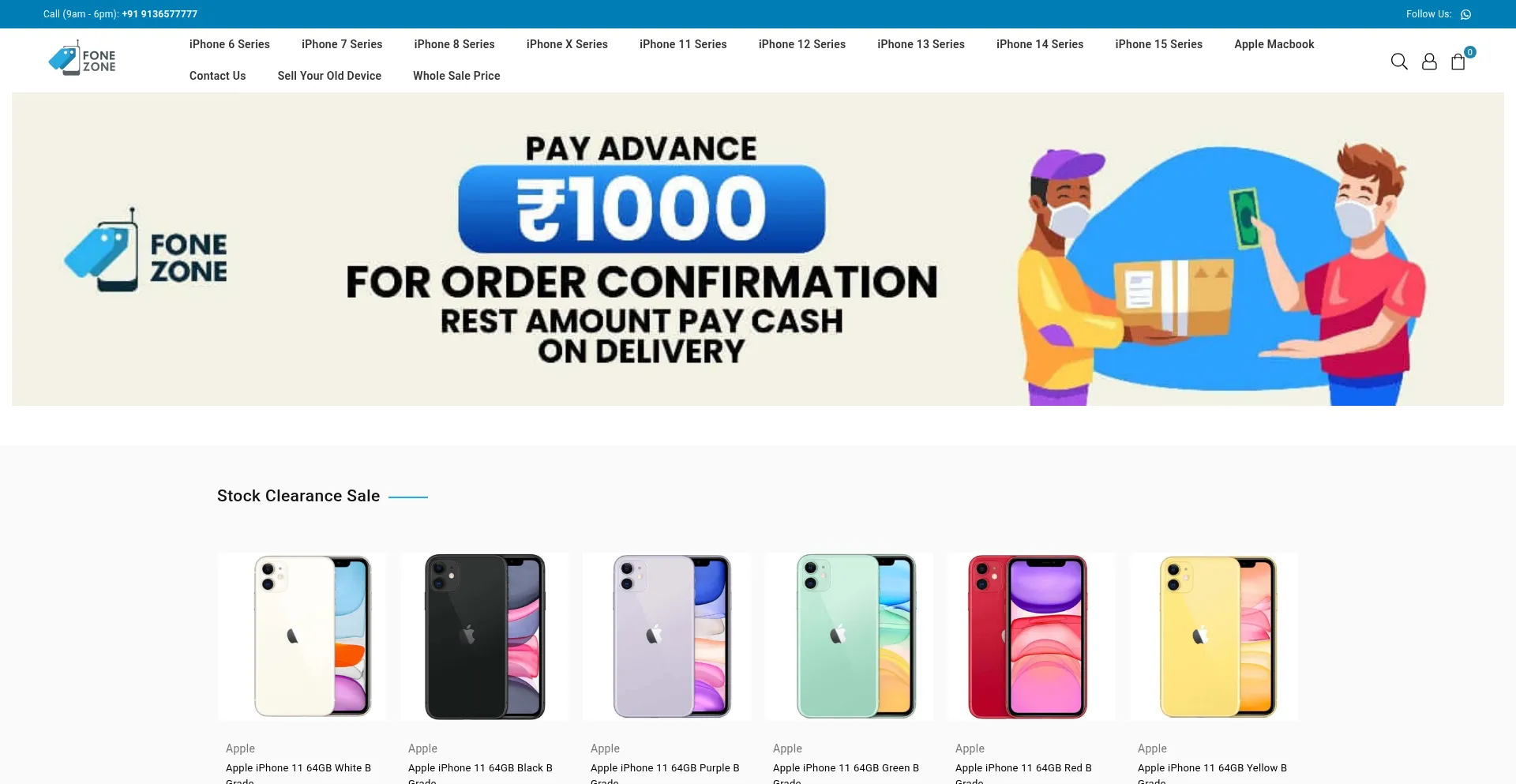Website screenshot of Fonezone.com