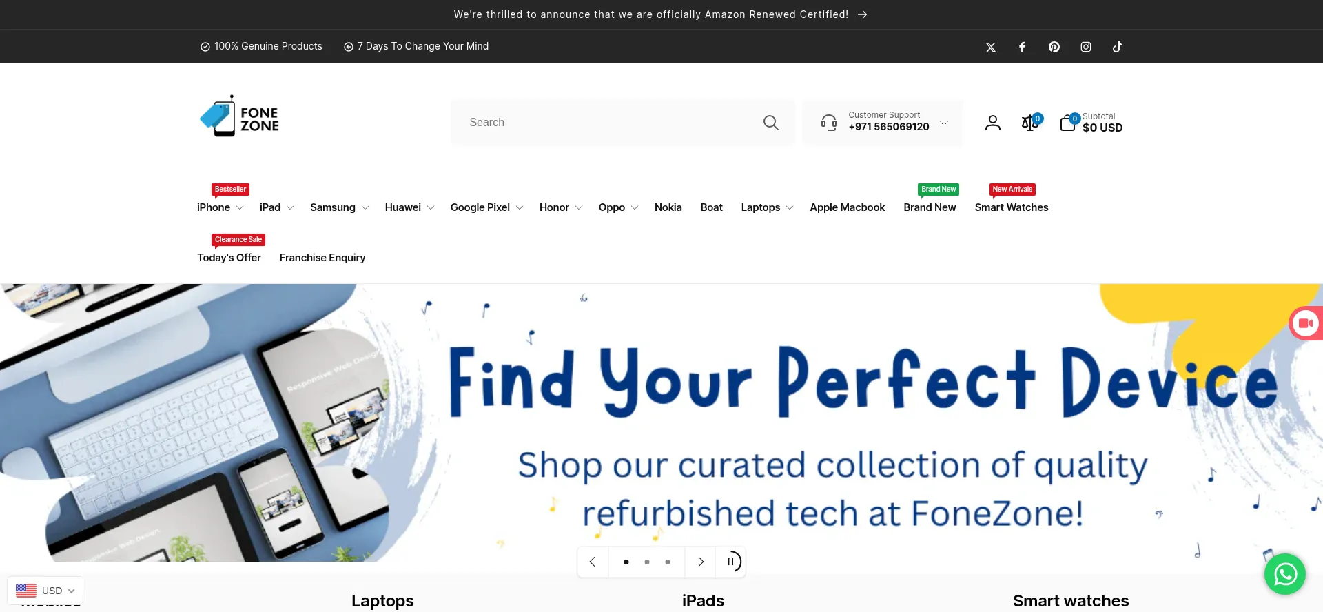 Website screenshot of Fonezone.me