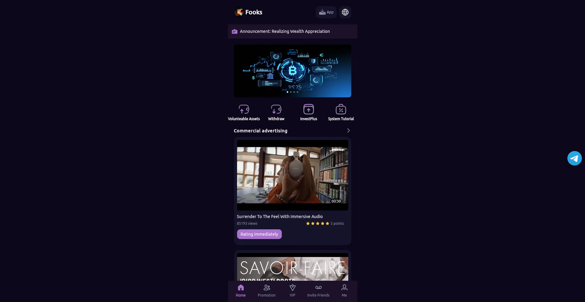 Website screenshot of Fooks.vip