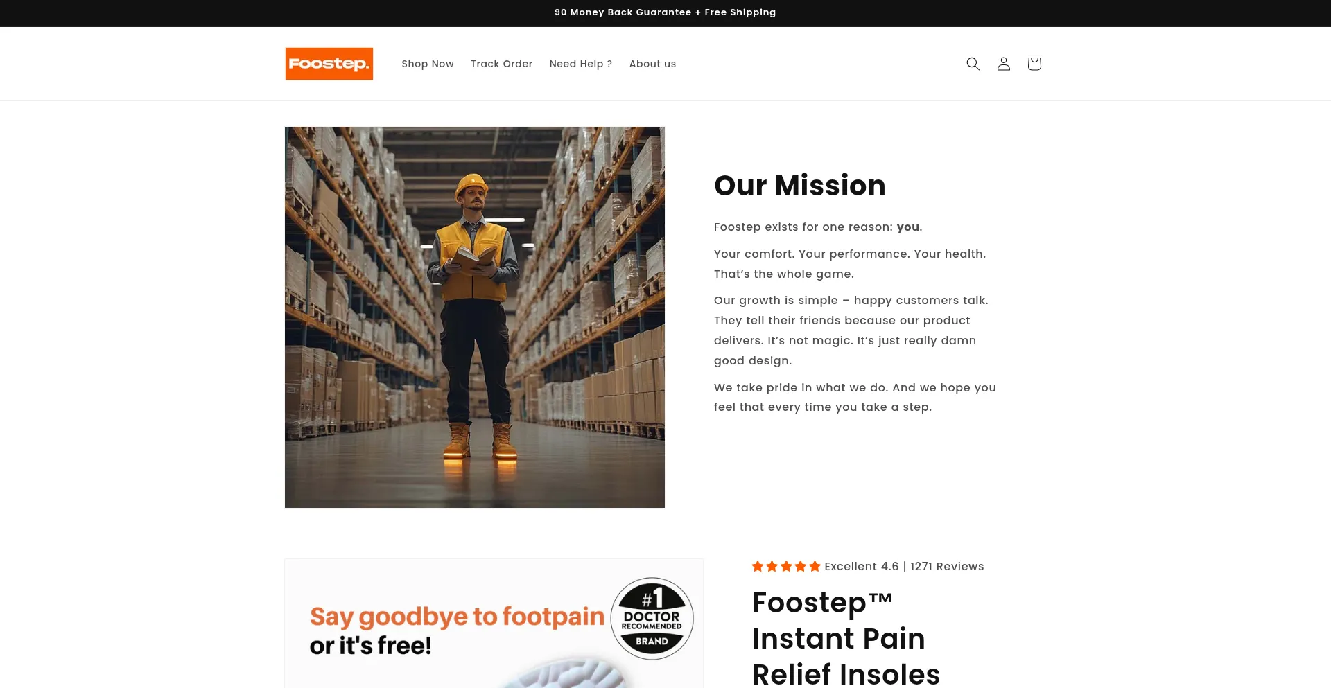 Website screenshot of Foostep.com