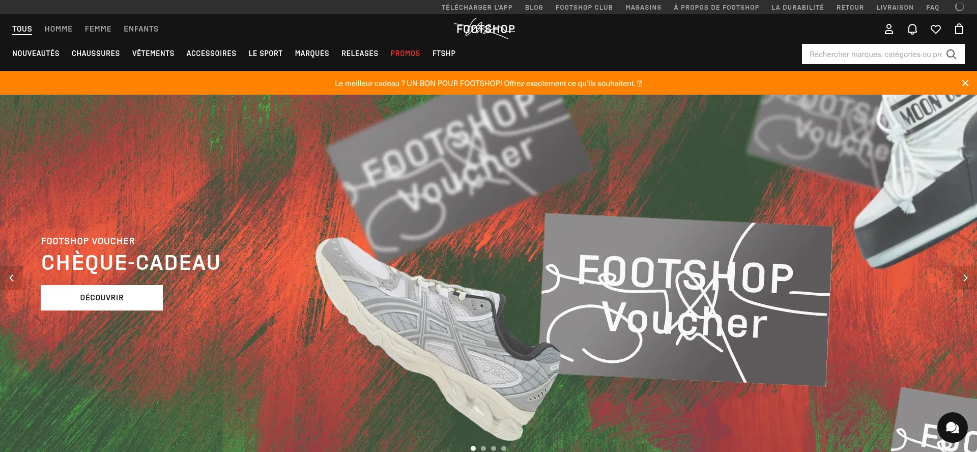 Website screenshot of Footshop.fr