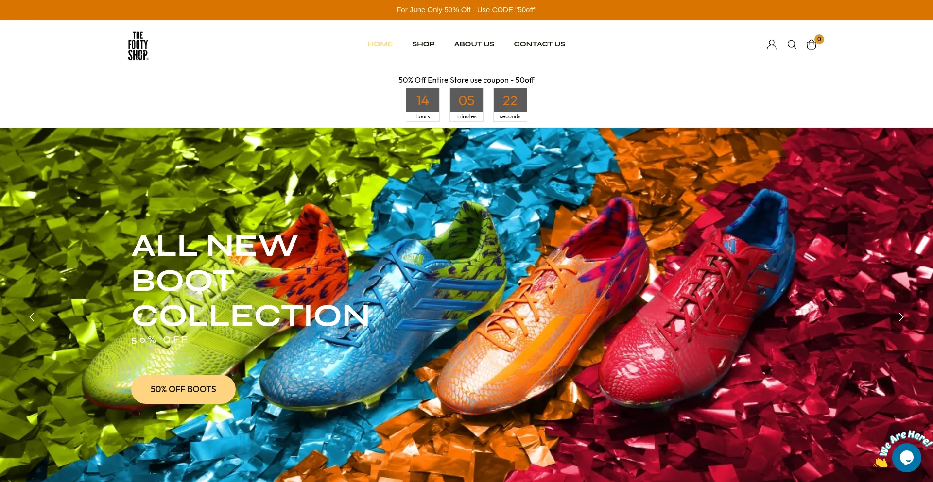 Website screenshot of Foottyshopstore.com