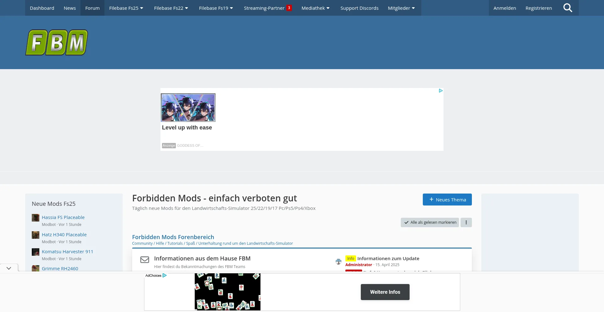 Website screenshot of Forbidden-mods.de