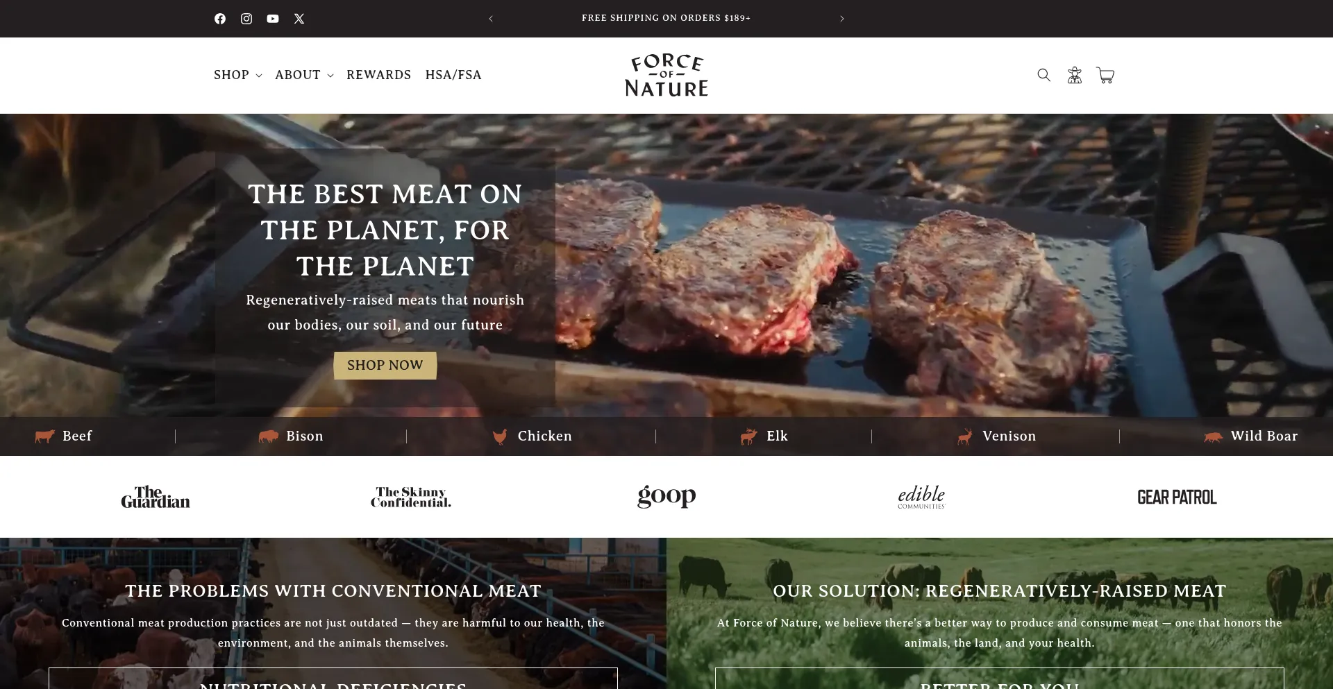 Website screenshot of Forceofnature.com