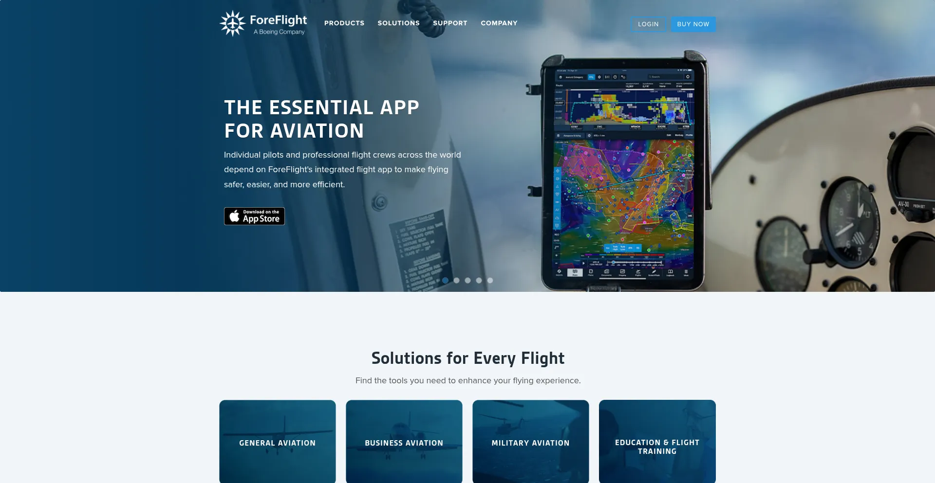 Website screenshot of Foreflight.com