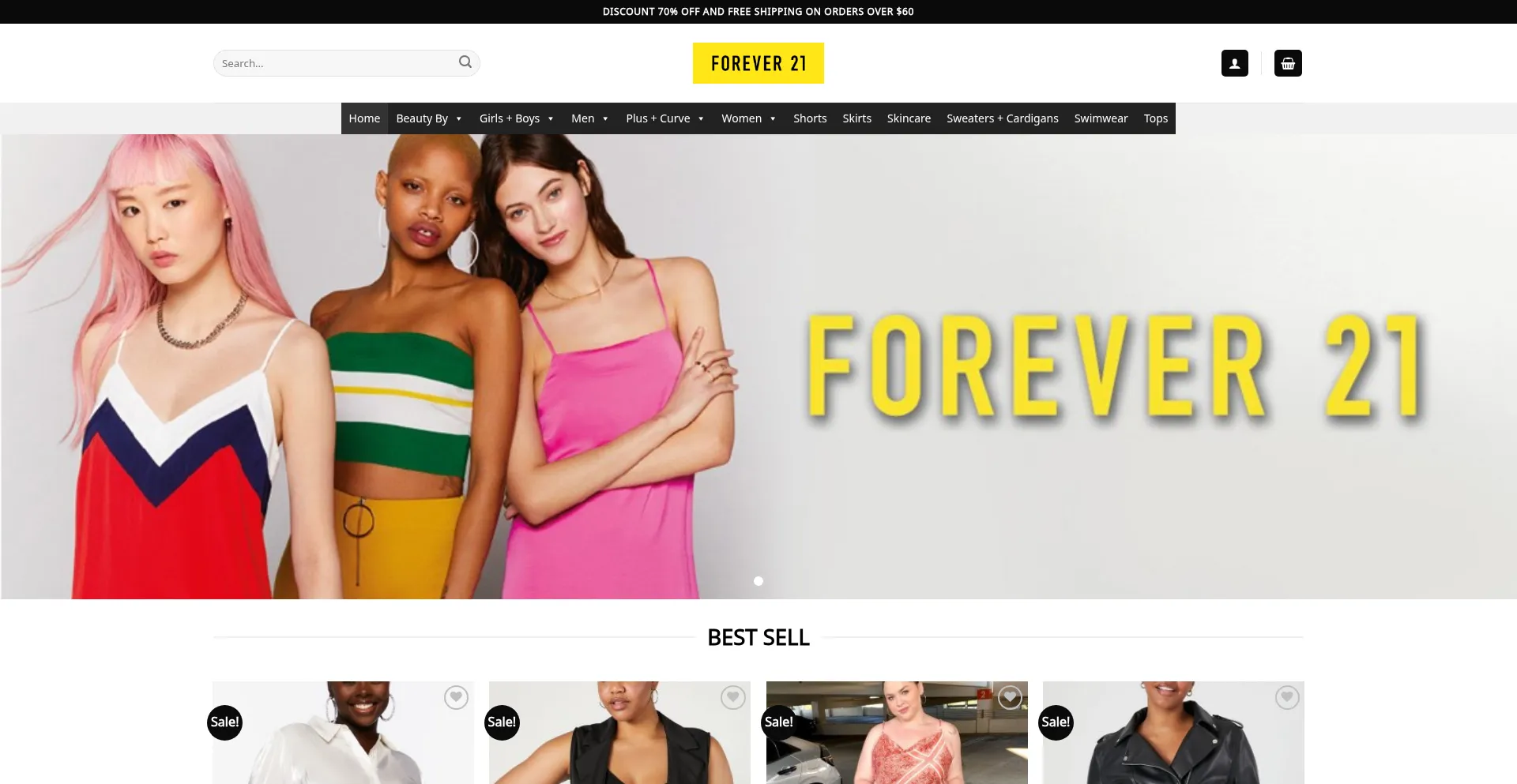 Website screenshot of Forever21us.com