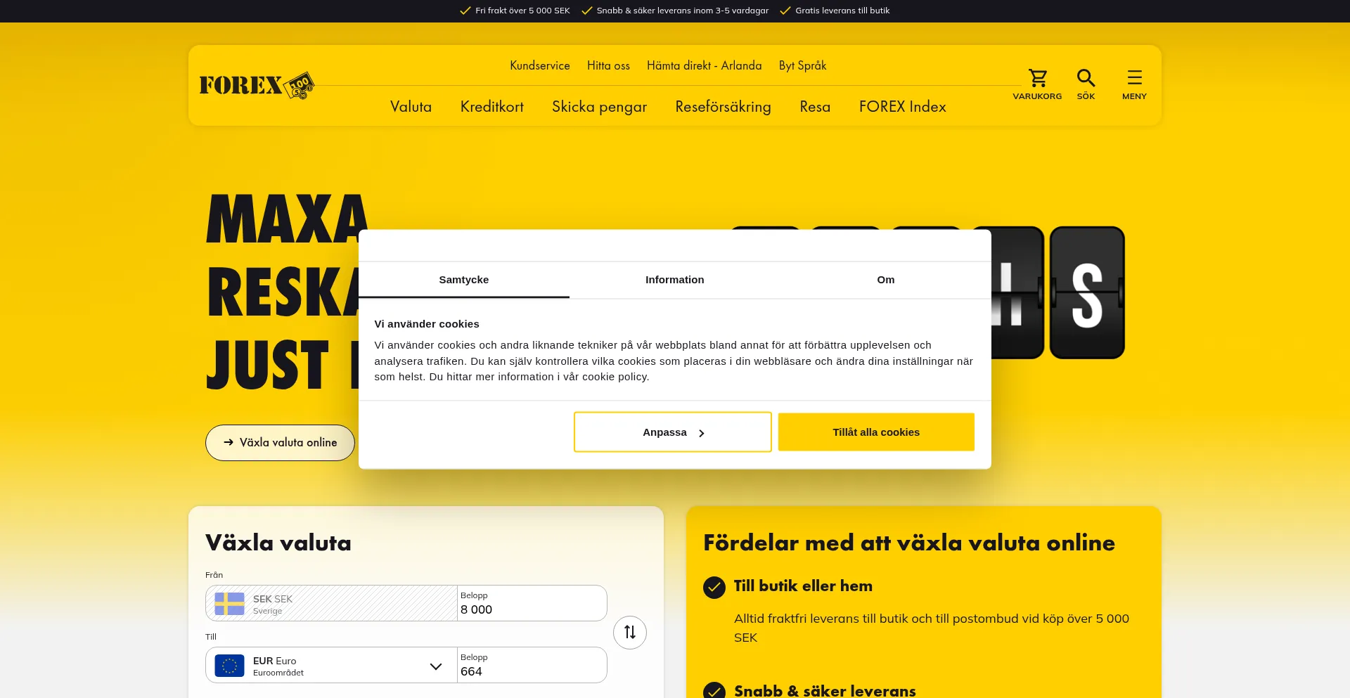 Website screenshot of Forex.se