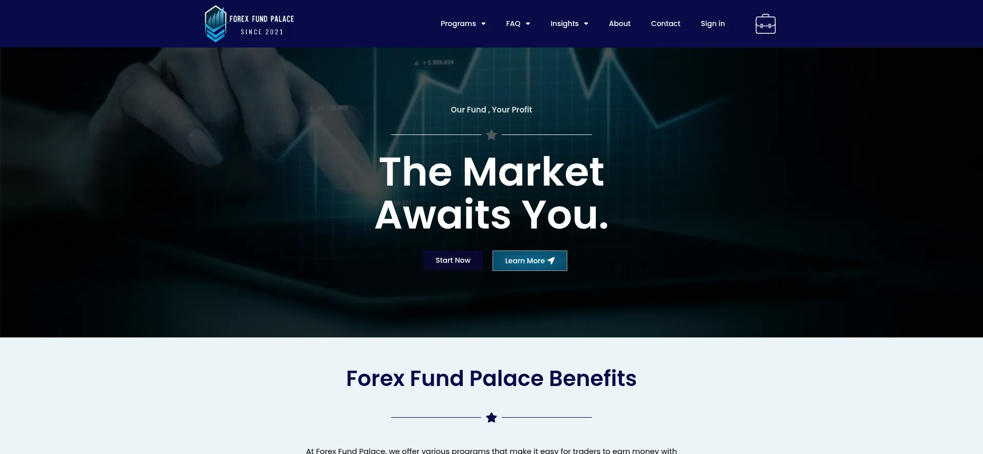 Website screenshot of Forexfundpalace.com
