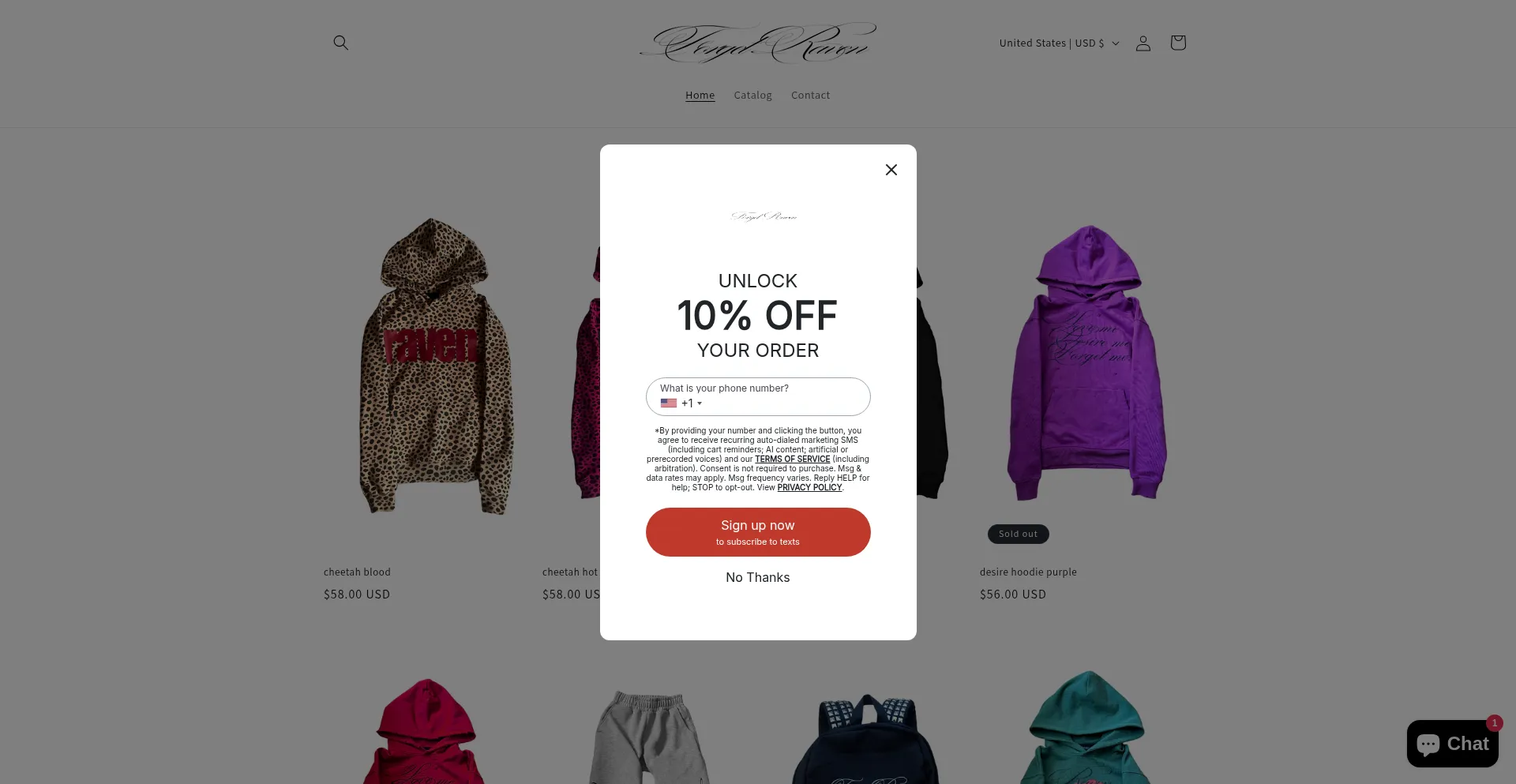 Website screenshot of Forgetraven.store