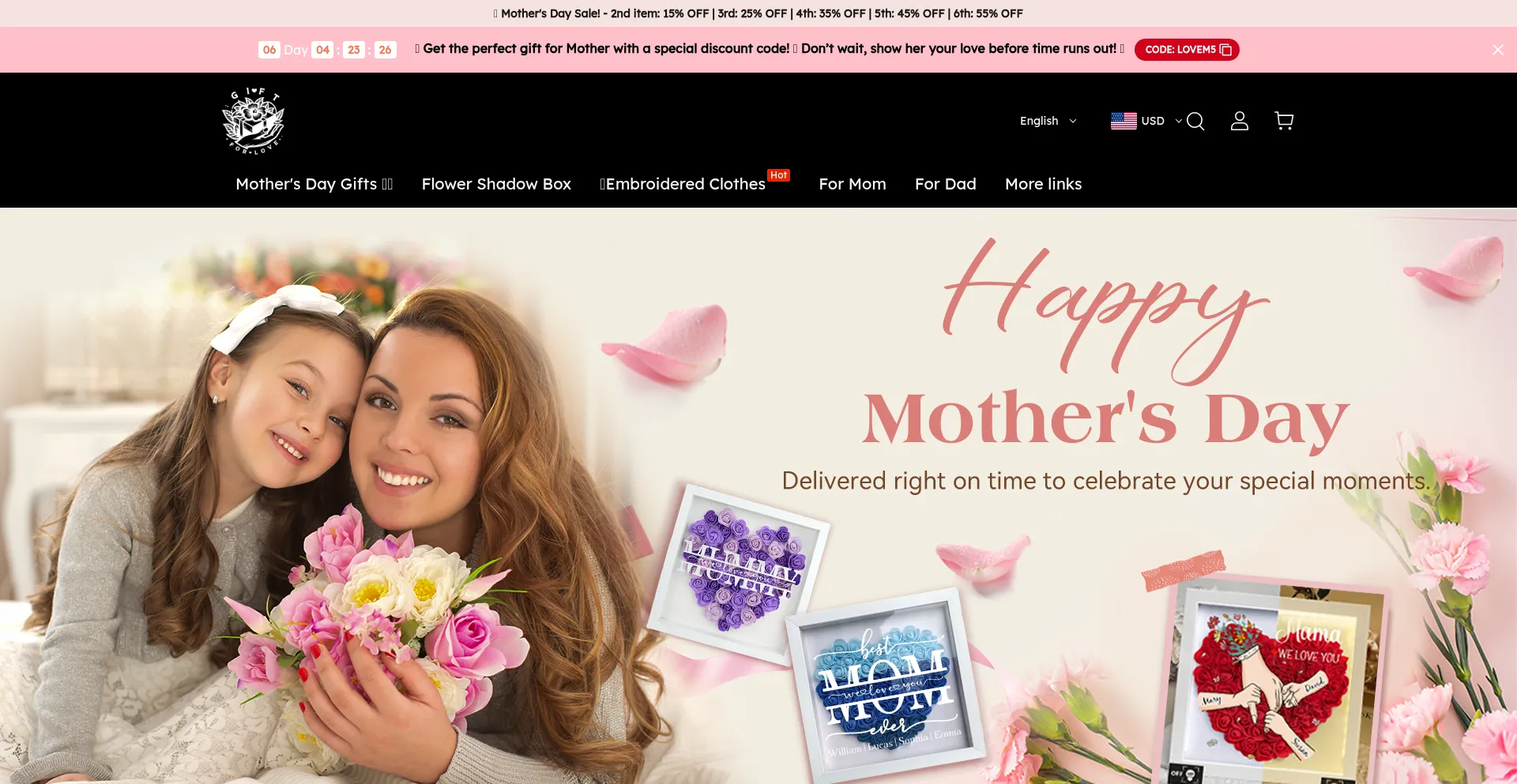 Website screenshot of Forlovergift.com